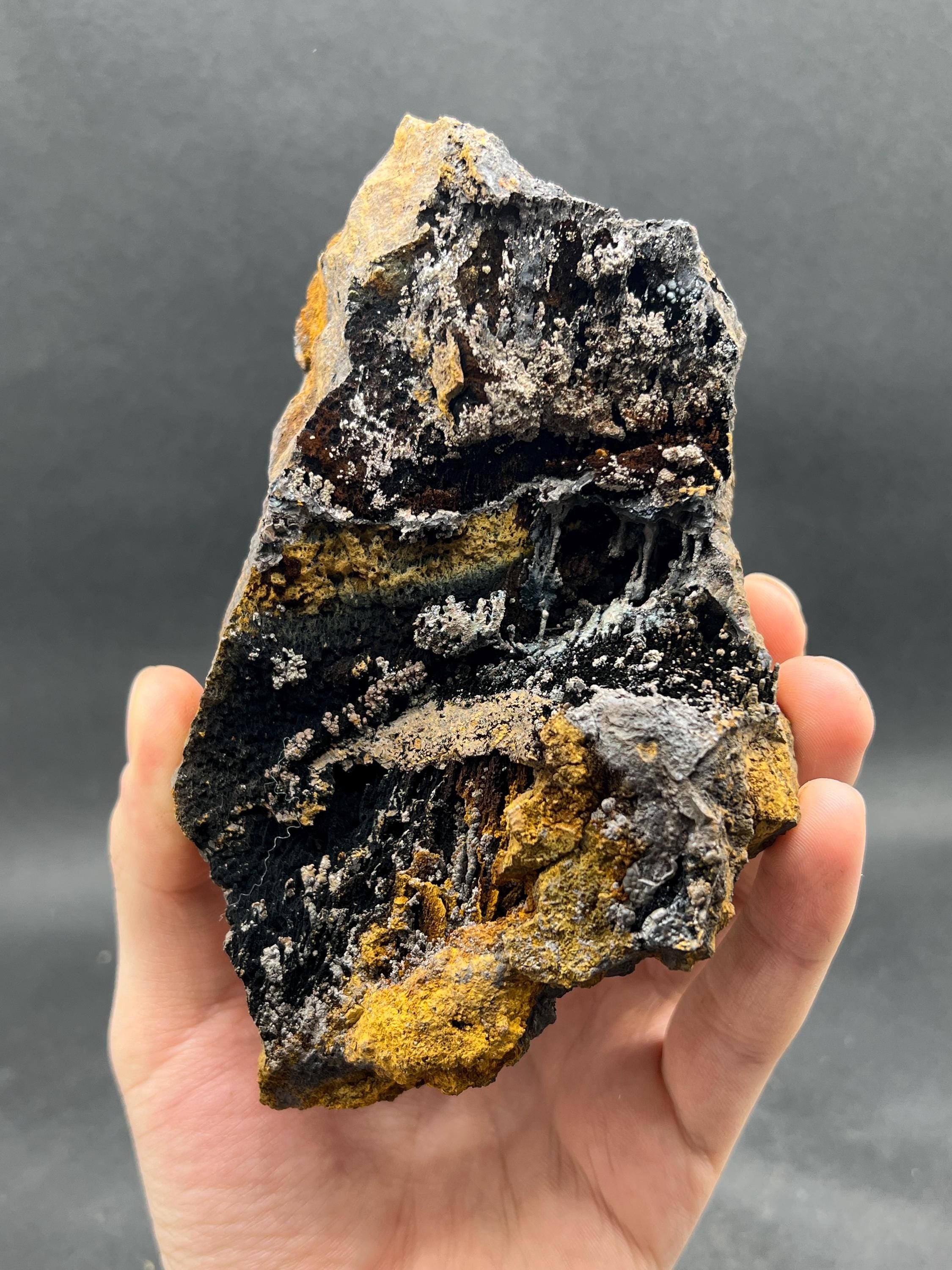 Limonite and Specularite on Stalactite Goethite - Crystal Gemstone AE 