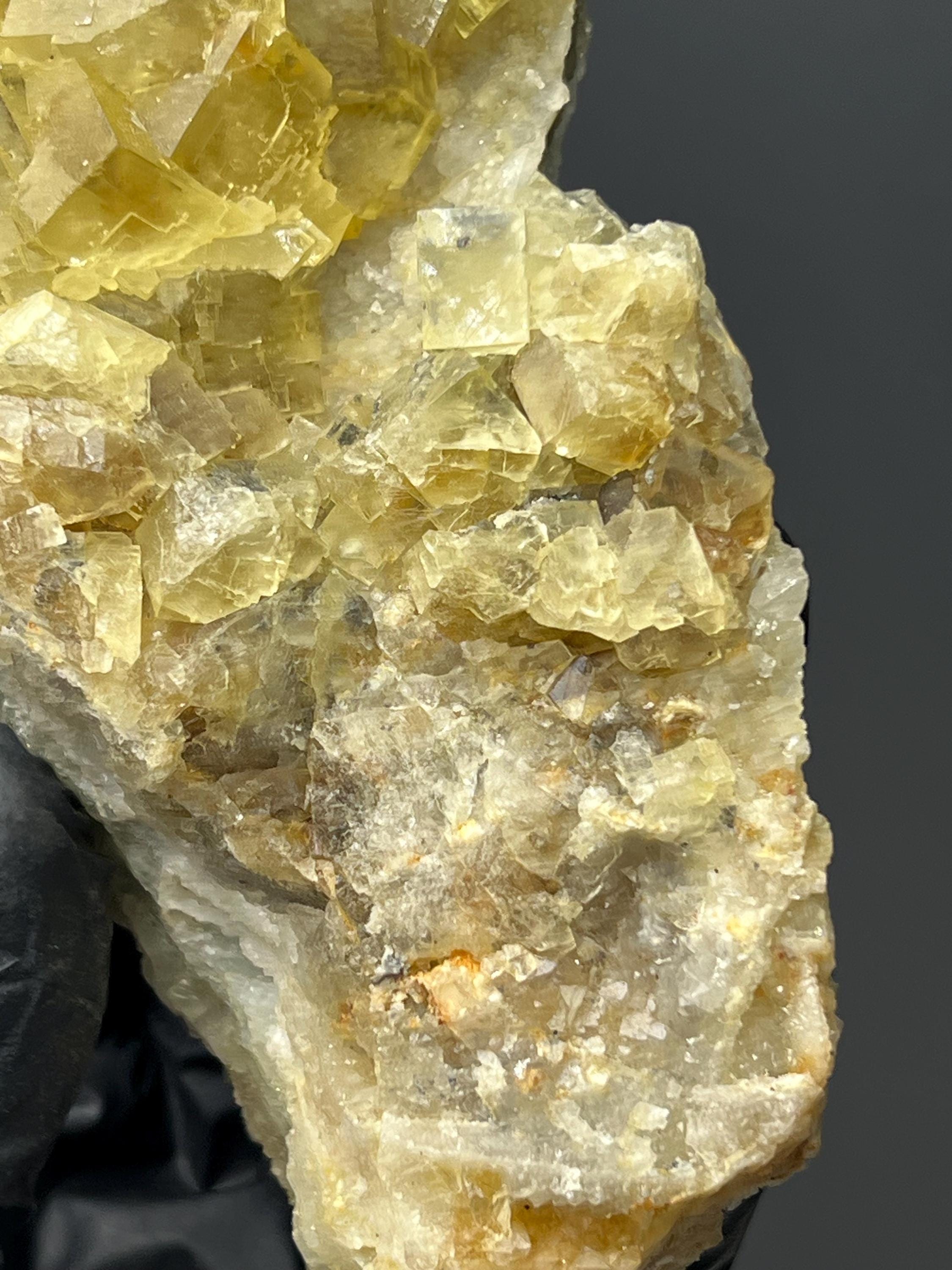 Yellow Cubic Fluorite Specimen - Crystal Gemstone AE 