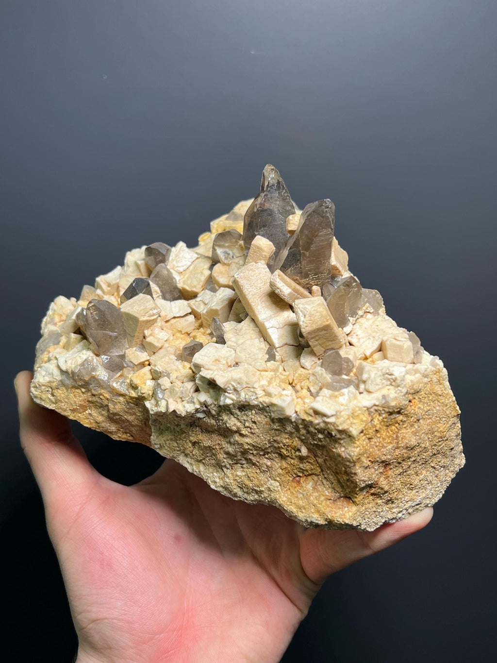 Ortochlase With Smoky Quartz Specimen, 1,5Kg - Crystal Gemstone AE 