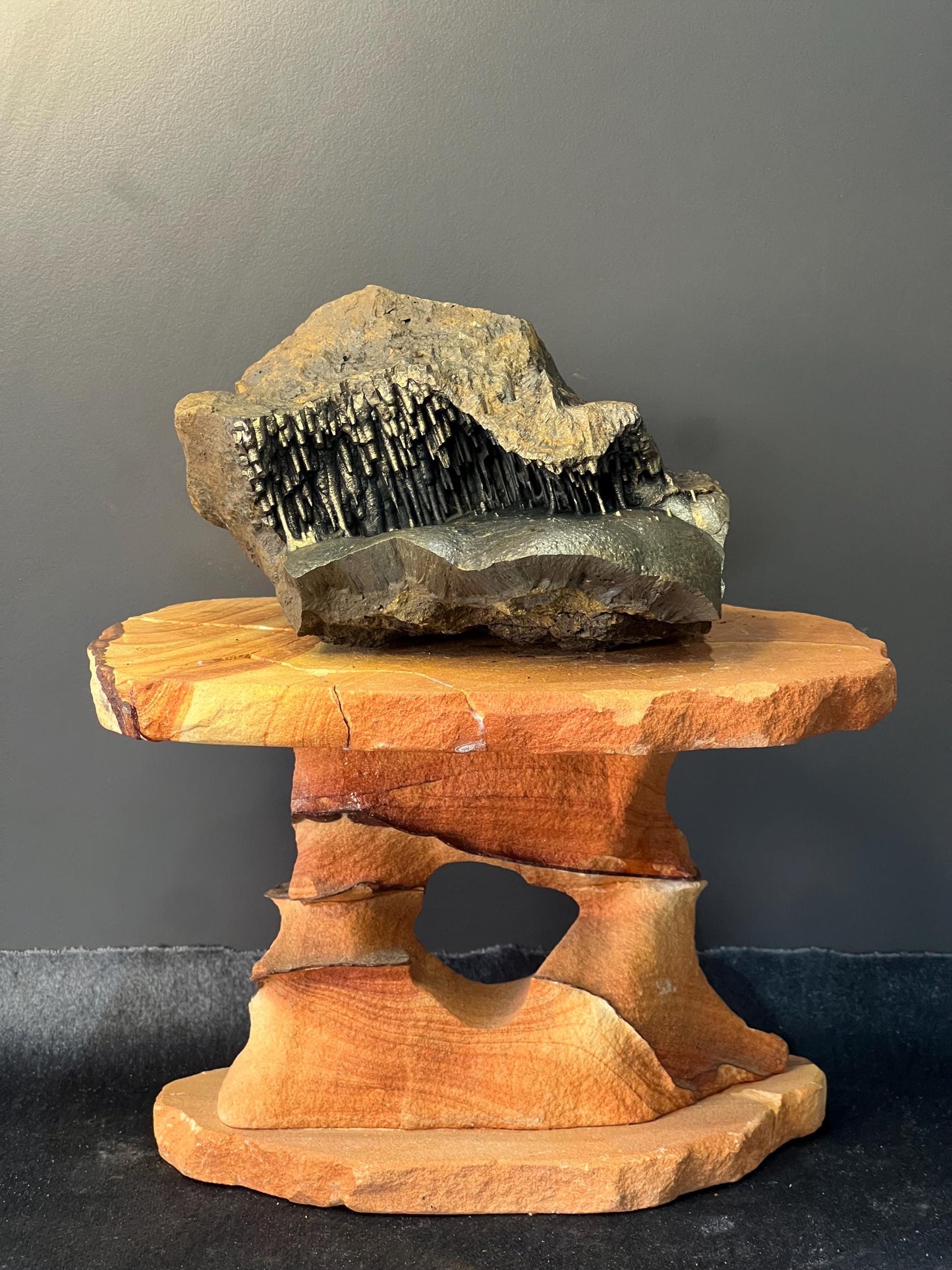 Museum Grade, Very Special Cave Shaped Golden Color Stalactite Goethite Specimen - Crystal Gemstone AE 