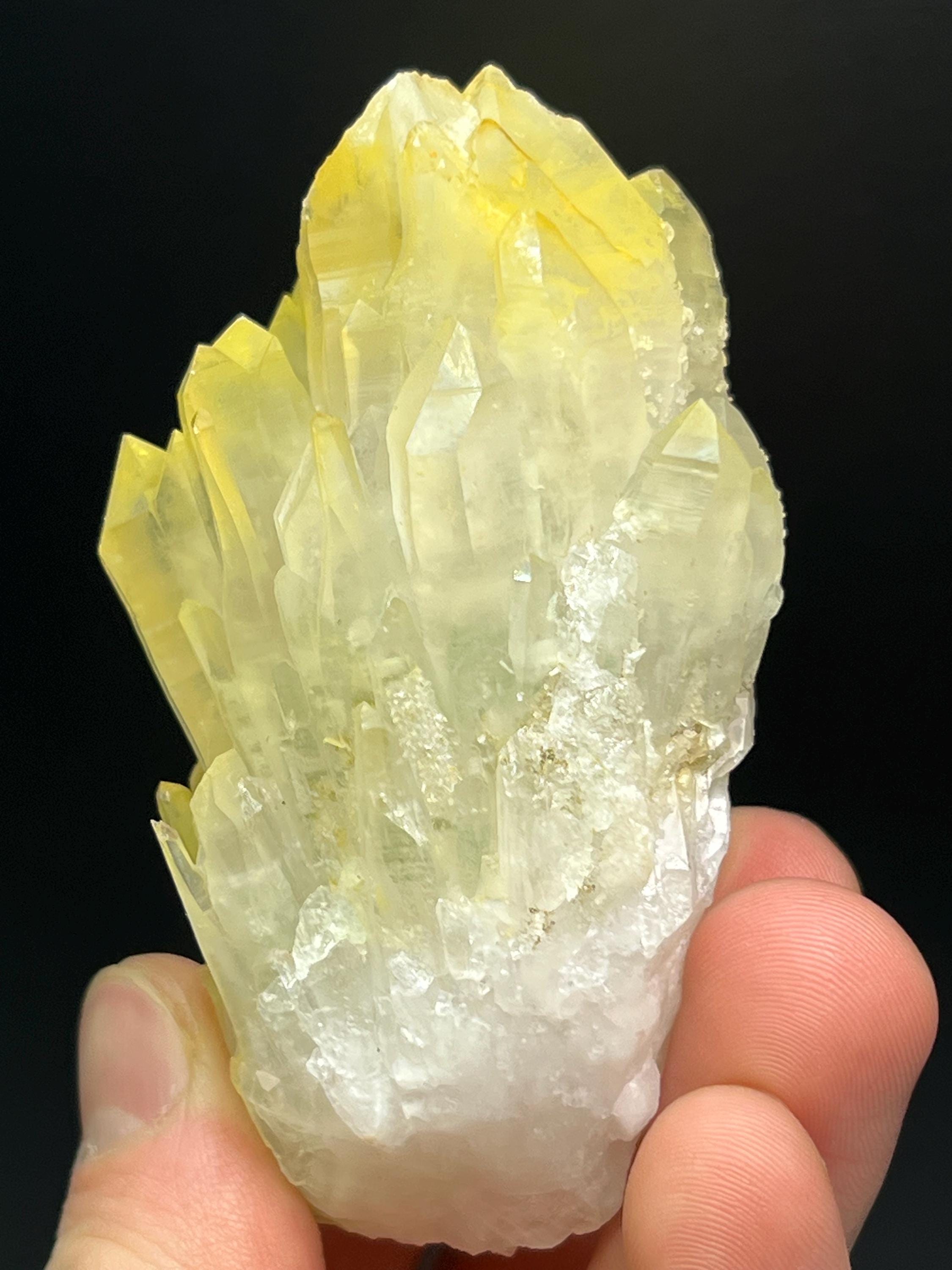 Calcite With Natural Yellow Crystal Quartz - Crystal Gemstone AE 