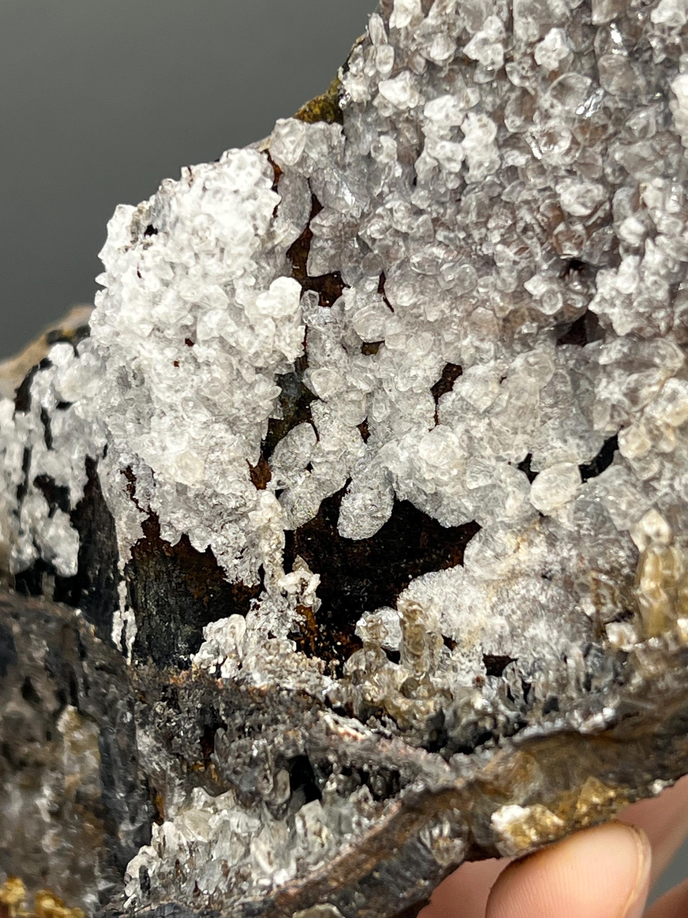 Crystal Calcite On Hematite - Crystal Gemstone AE 