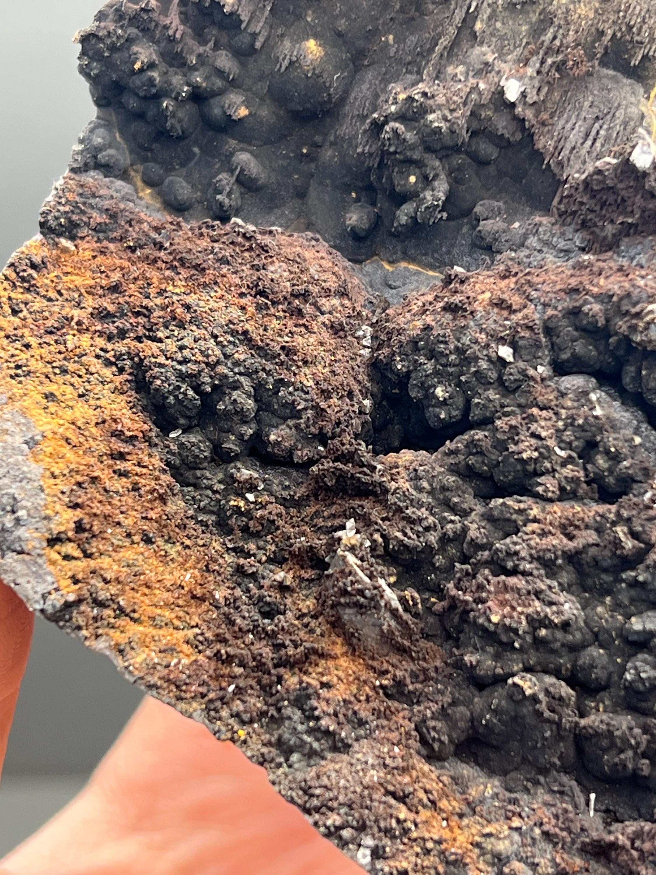 Calcite And Limonite On Goethite - Crystal Gemstone AE 