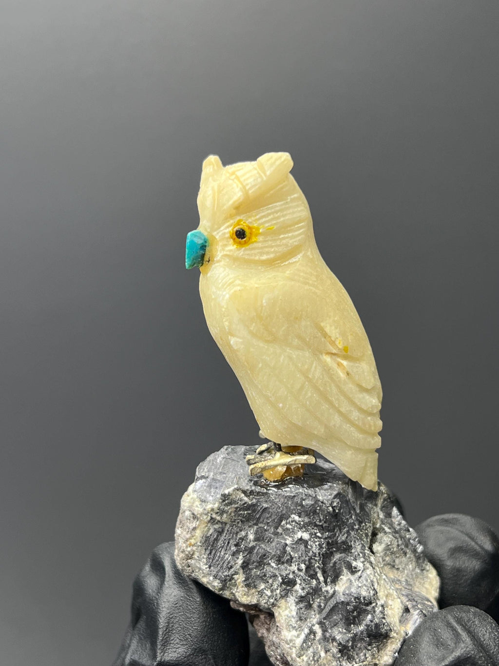 Galena Stone With Natural Stone Bird - Crystal Gemstone AE 