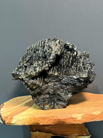 Museum Grade Double Sided Golden Color Stalactite Goethite, For Special Collection - Crystal Gemstone AE 