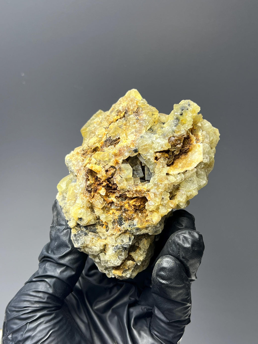 Yellow Cubic Fluorite Specimen - Crystal Gemstone AE 