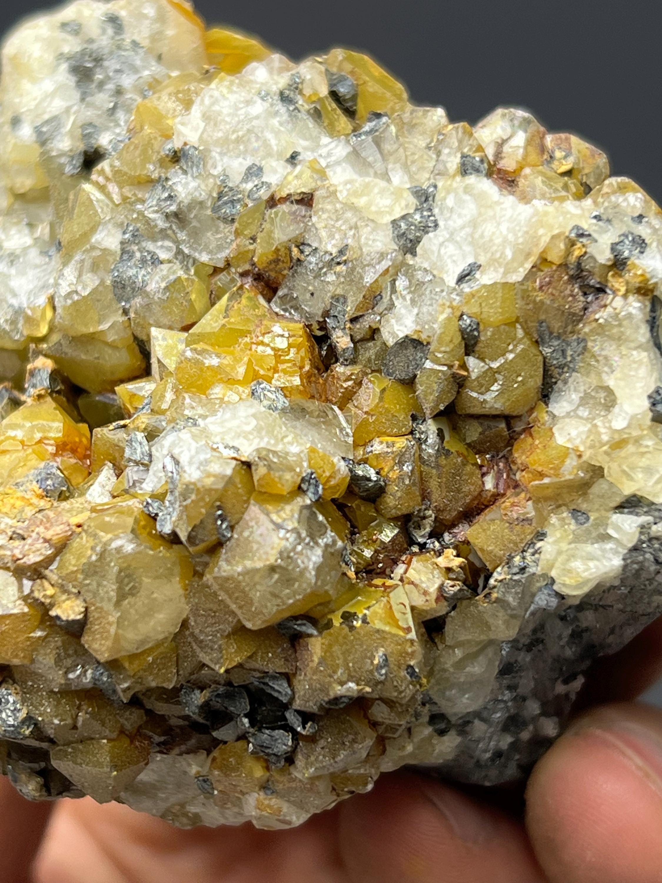 Galena With Crystal Calcite - Crystal Gemstone AE 
