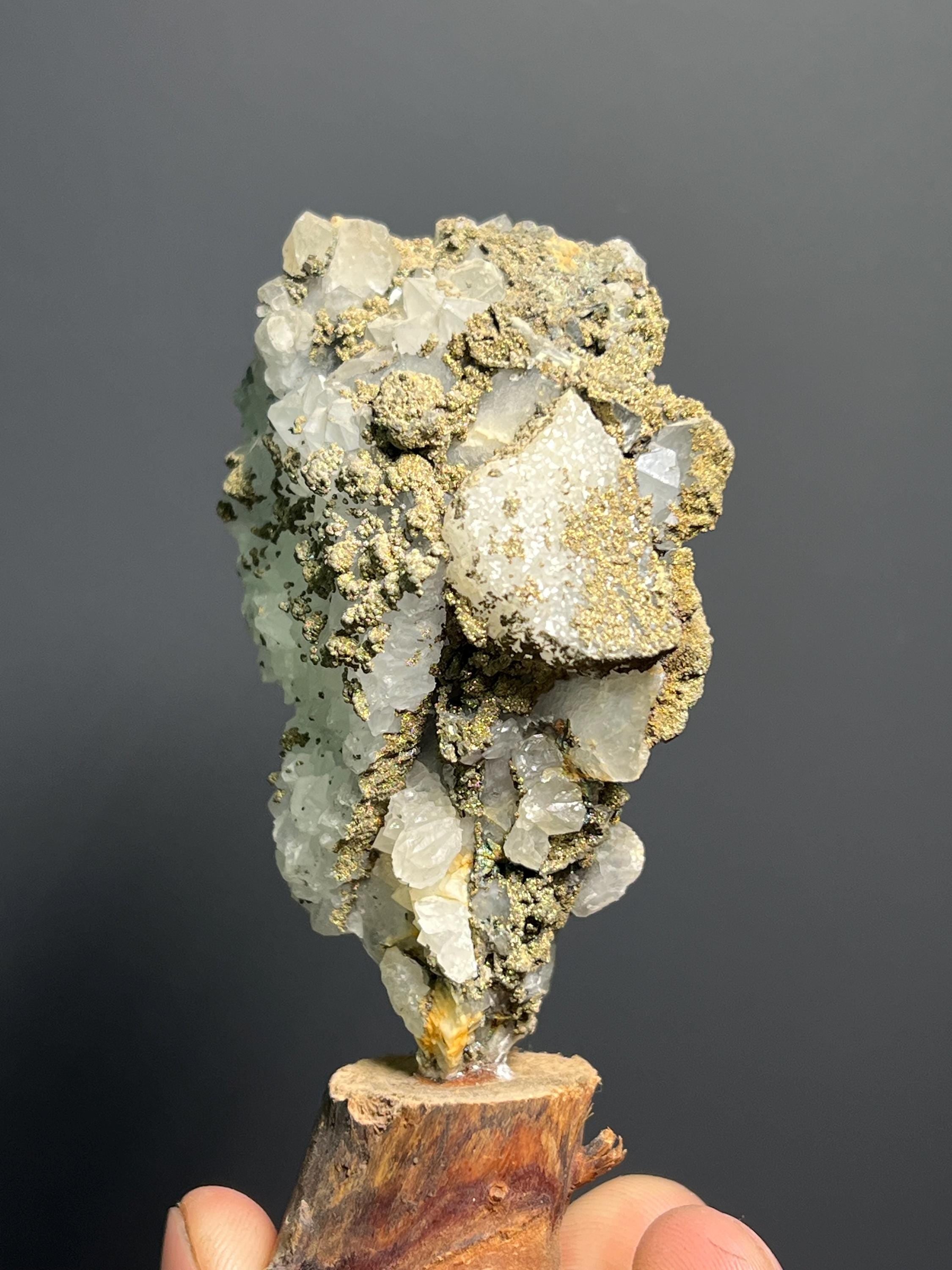 Pyrite On Crystal Quartz Specimen, 100gram - Crystal Gemstone AE 