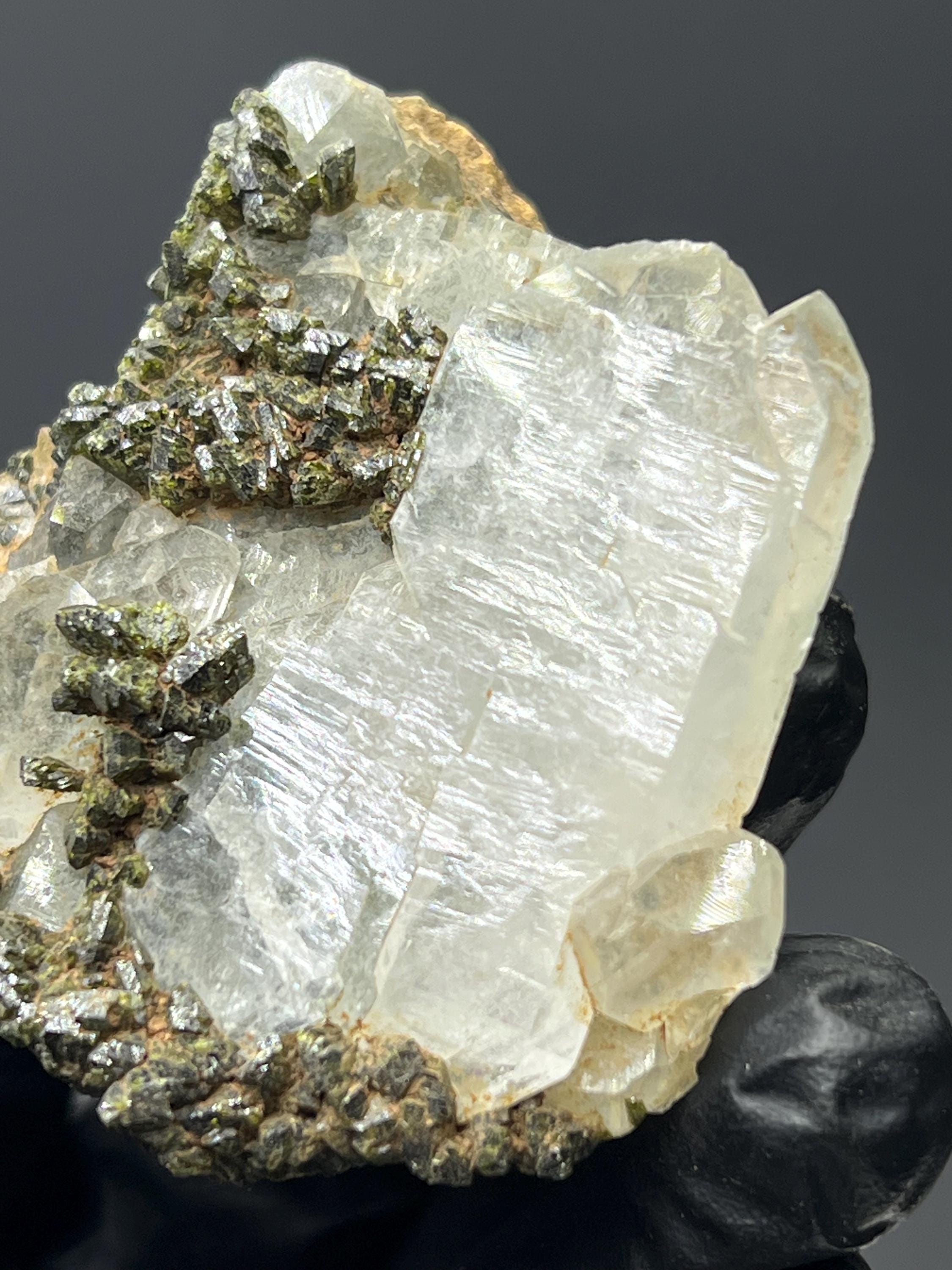 Epidote on Quartz Specimen - Turkish Mineral Collection - Crystal Gemstone AE 