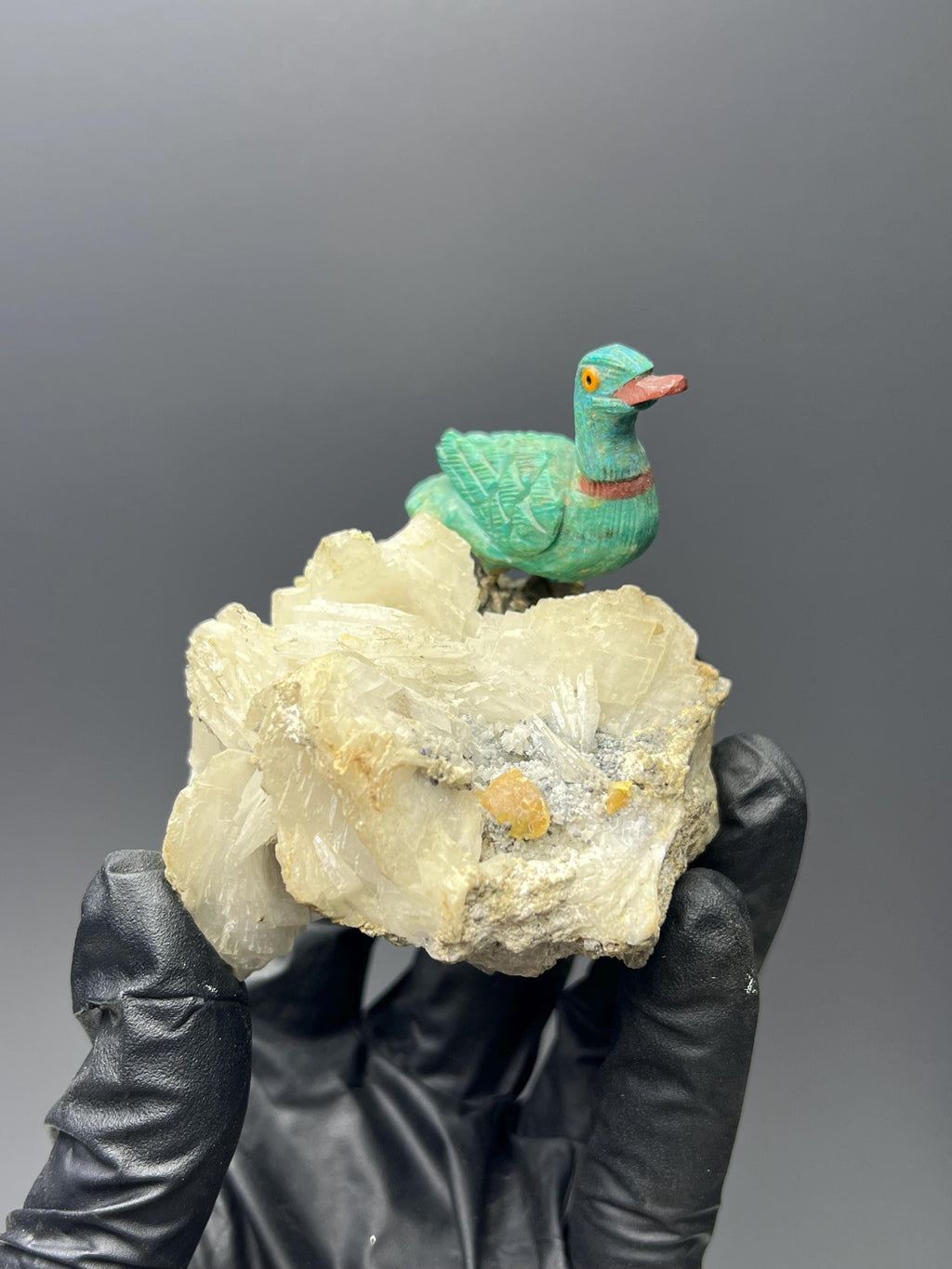 Crystal Quartz On Natural Stone Bird - Crystal Gemstone AE 