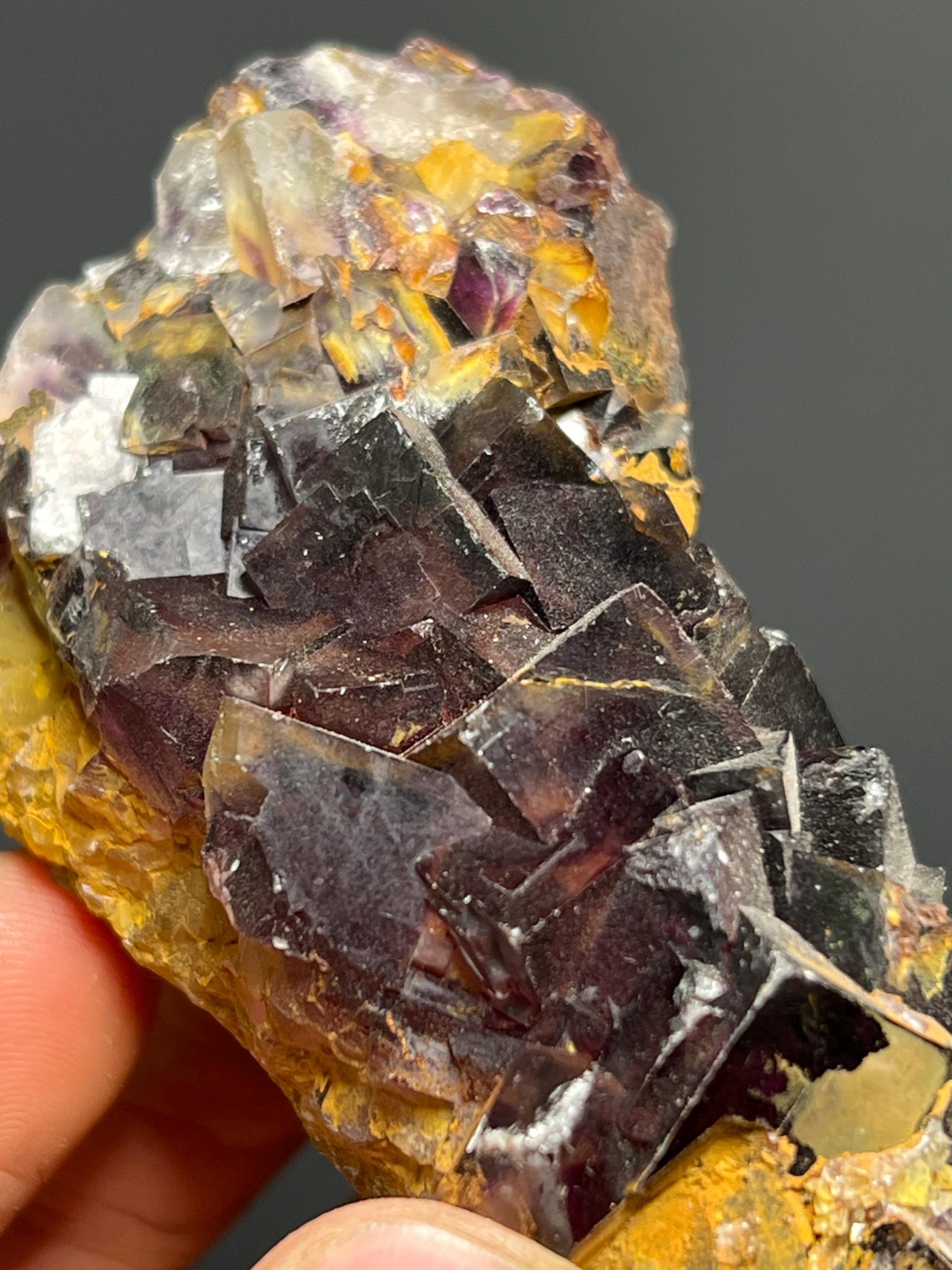 Dark Purple Fluorite Specimen, 216gram - Crystal Gemstone AE 