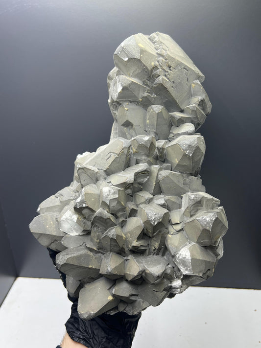 Museum Quality! Extra Large Pyrite With Gray Crystal Calcite