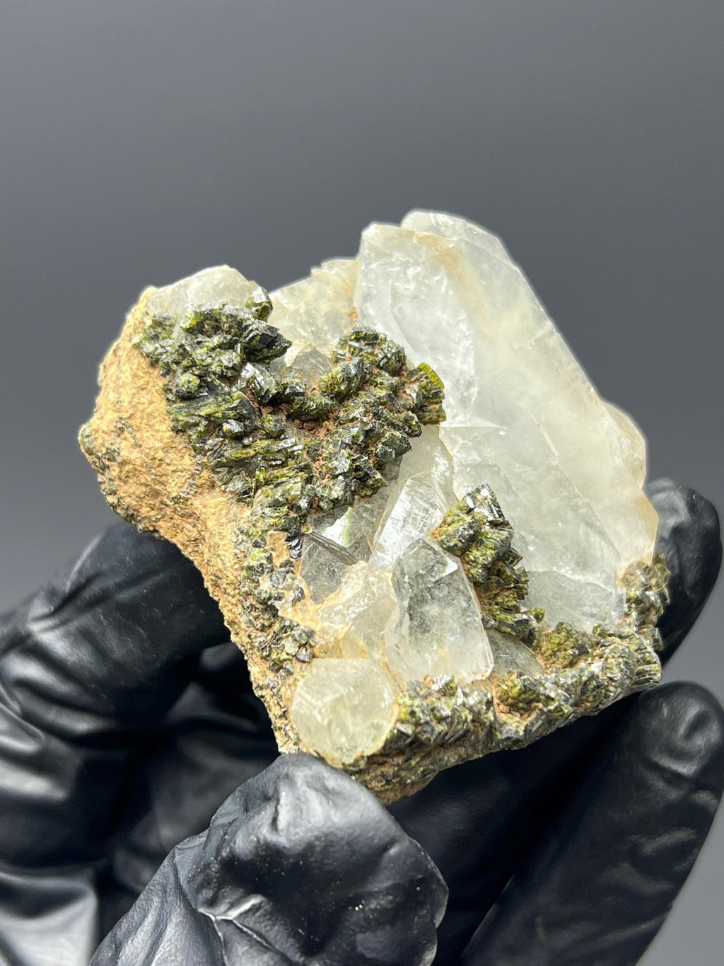 Epidote on Quartz Specimen - Turkish Mineral Collection - Crystal Gemstone AE 