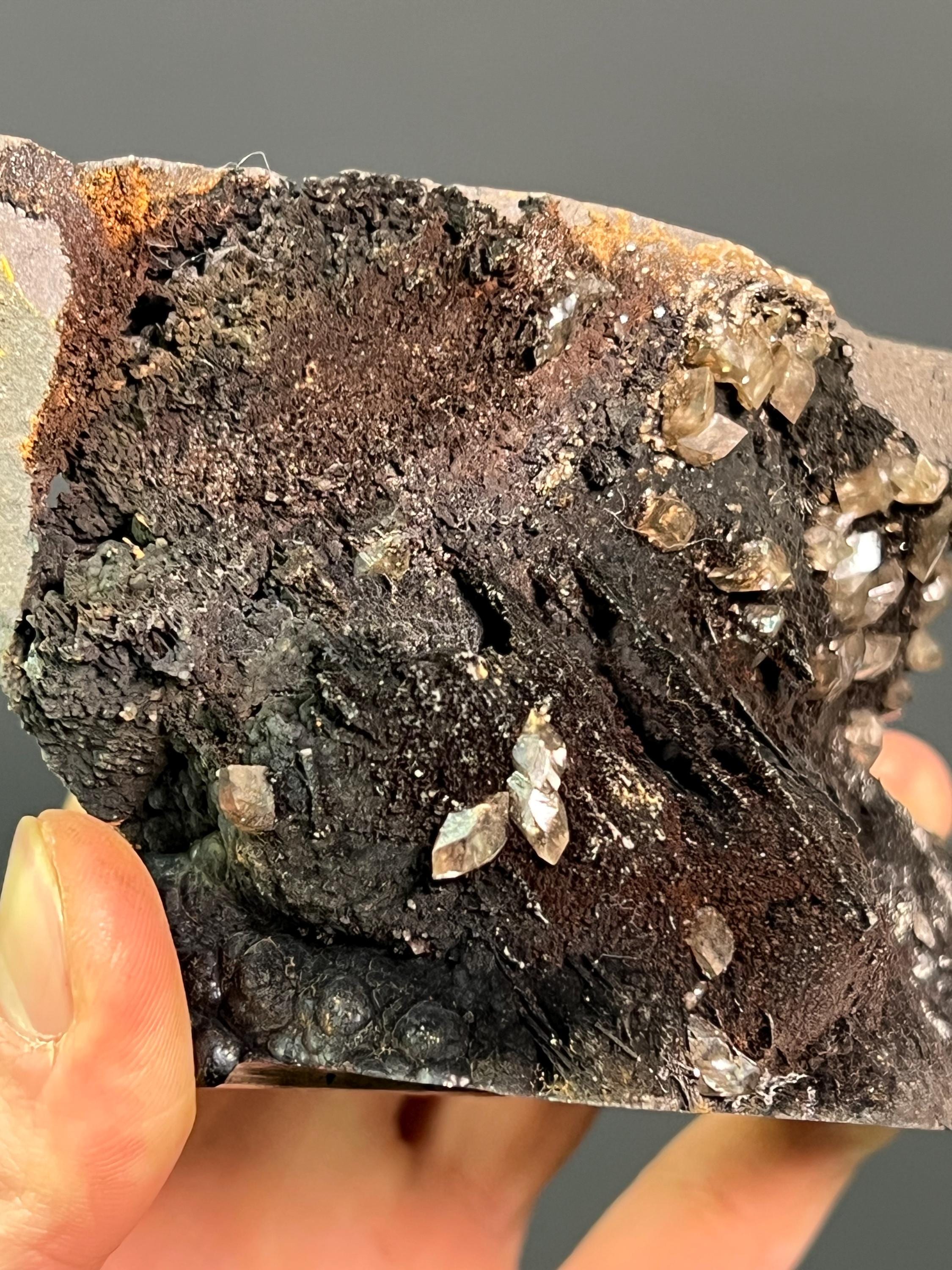 Very Special Crystal Barite With Goethite Small Stalactites - Crystal Gemstone AE 