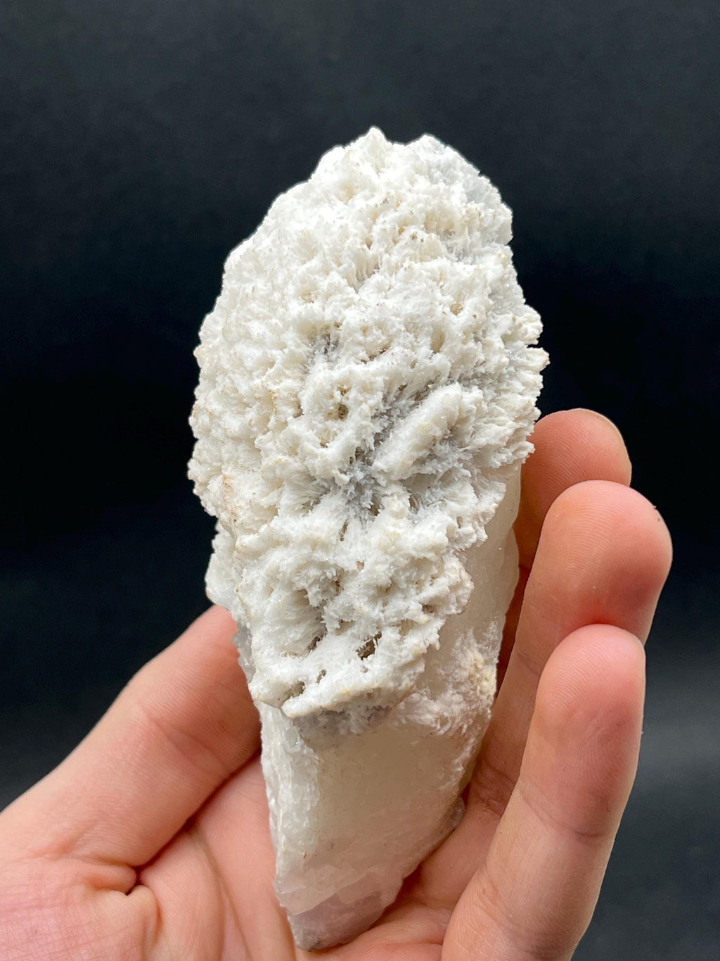 Snow Crystal Calcite On Druzy Crystal Quartz - Crystal Gemstone AE 