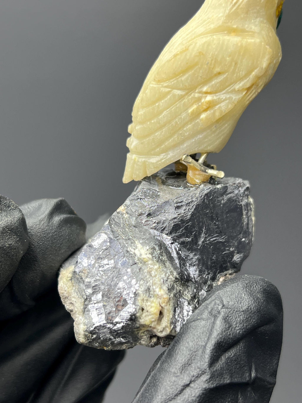 Galena Stone With Natural Stone Bird - Crystal Gemstone AE 