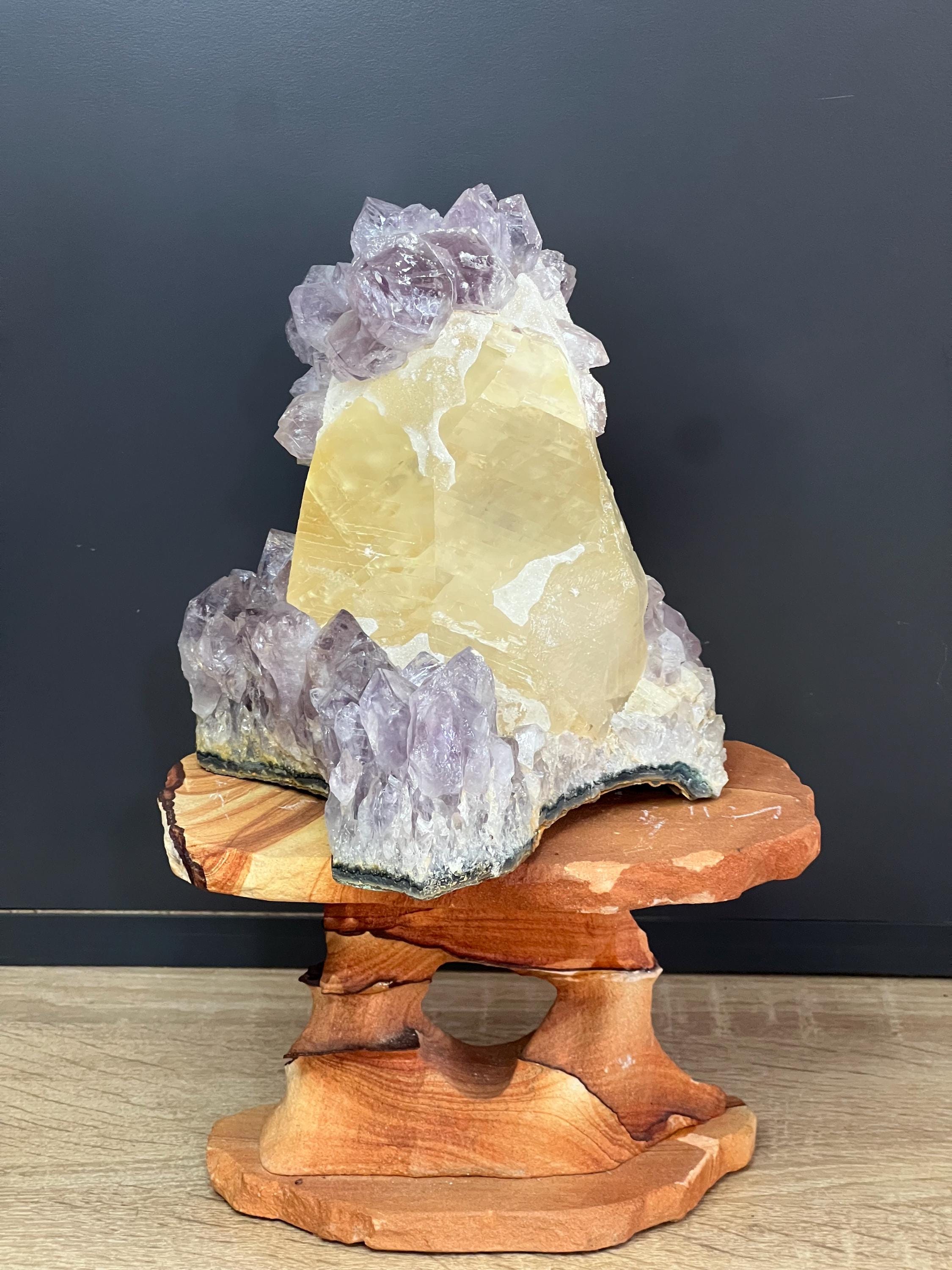 Museum Quality Very Rare Amethyst On Calcite - Crystal Gemstone AE 
