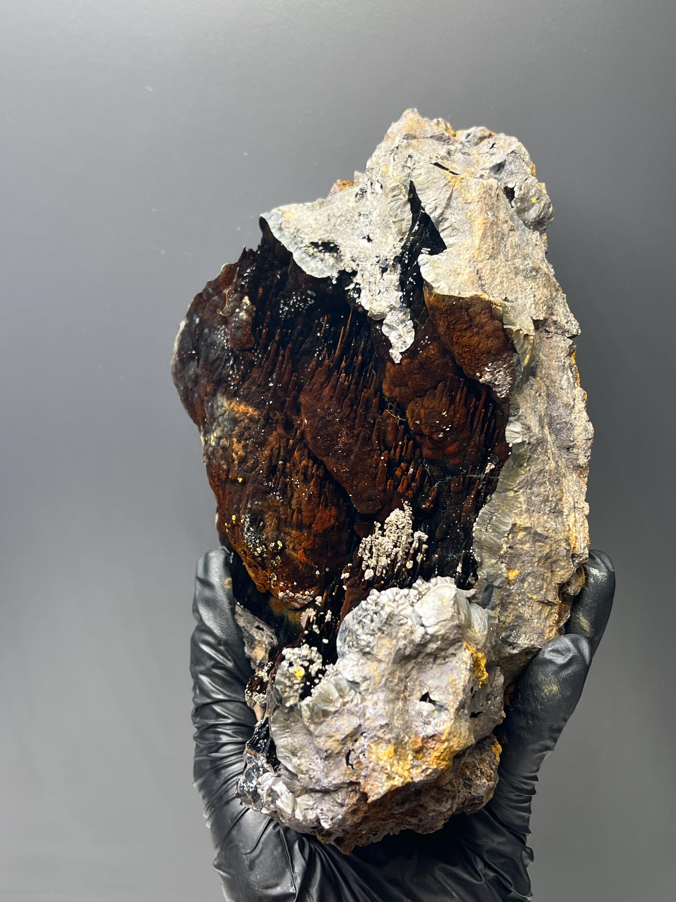 Museum Grade Showy Limonite And Specularite On Stalactite Goethite, For Special Collection Piece - Crystal Gemstone AE 