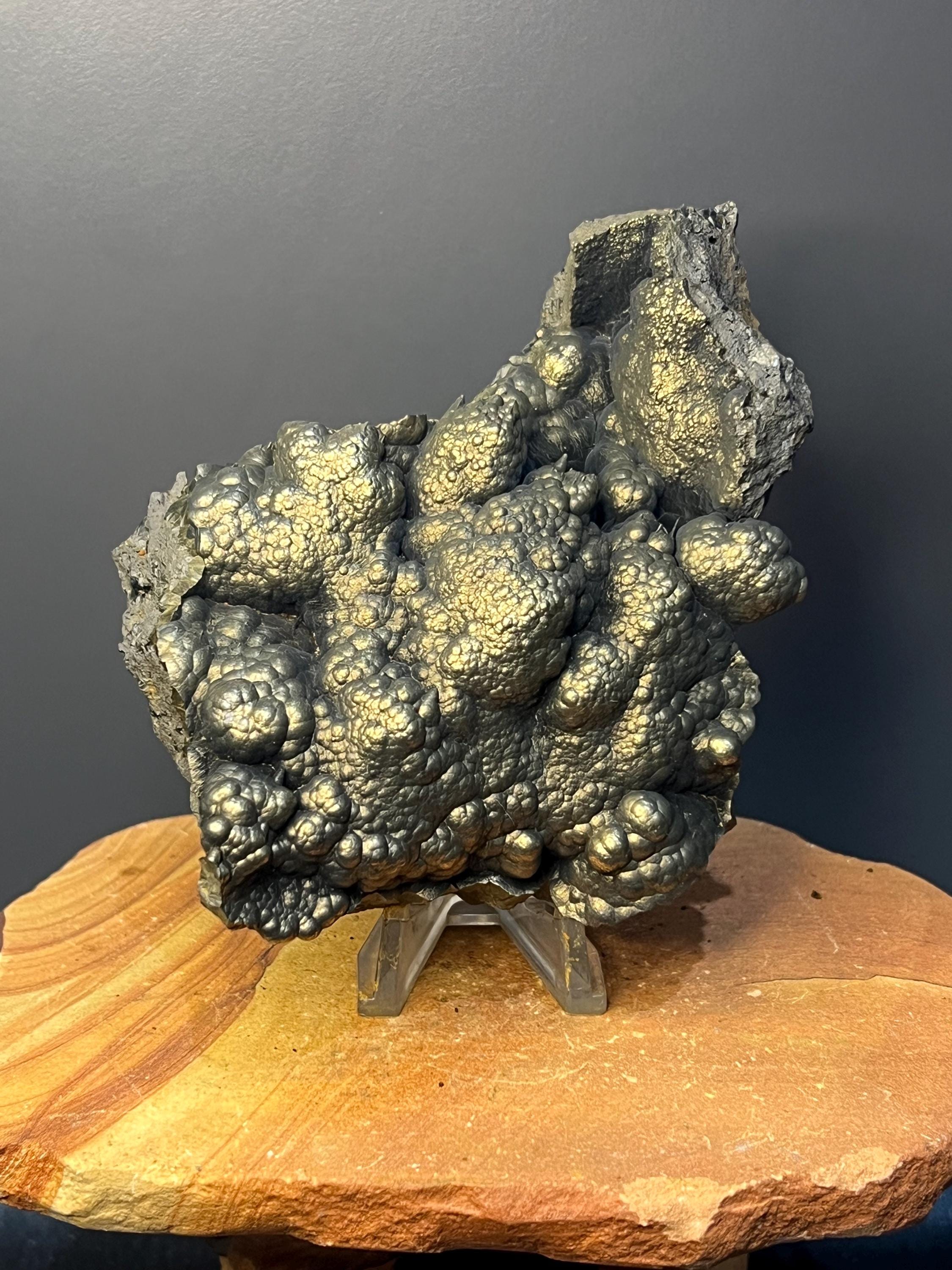 Museum Grade, Golden Color Botryoidal Goethite Specimen - Crystal Gemstone AE 