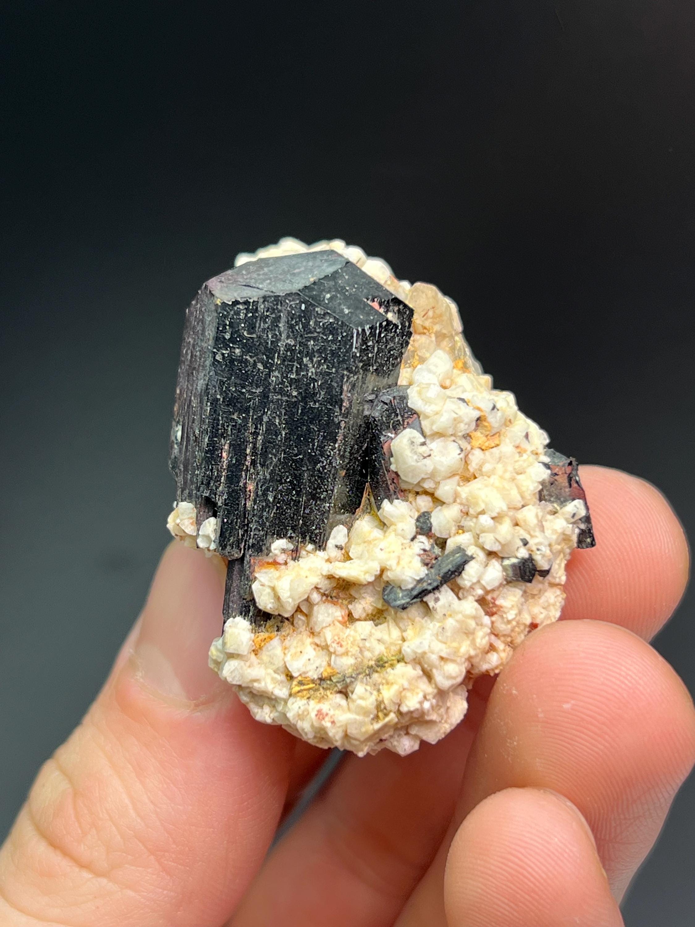 Schrol Tourmaline with Mica Albite Specimen - Crystal Gemstone AE 