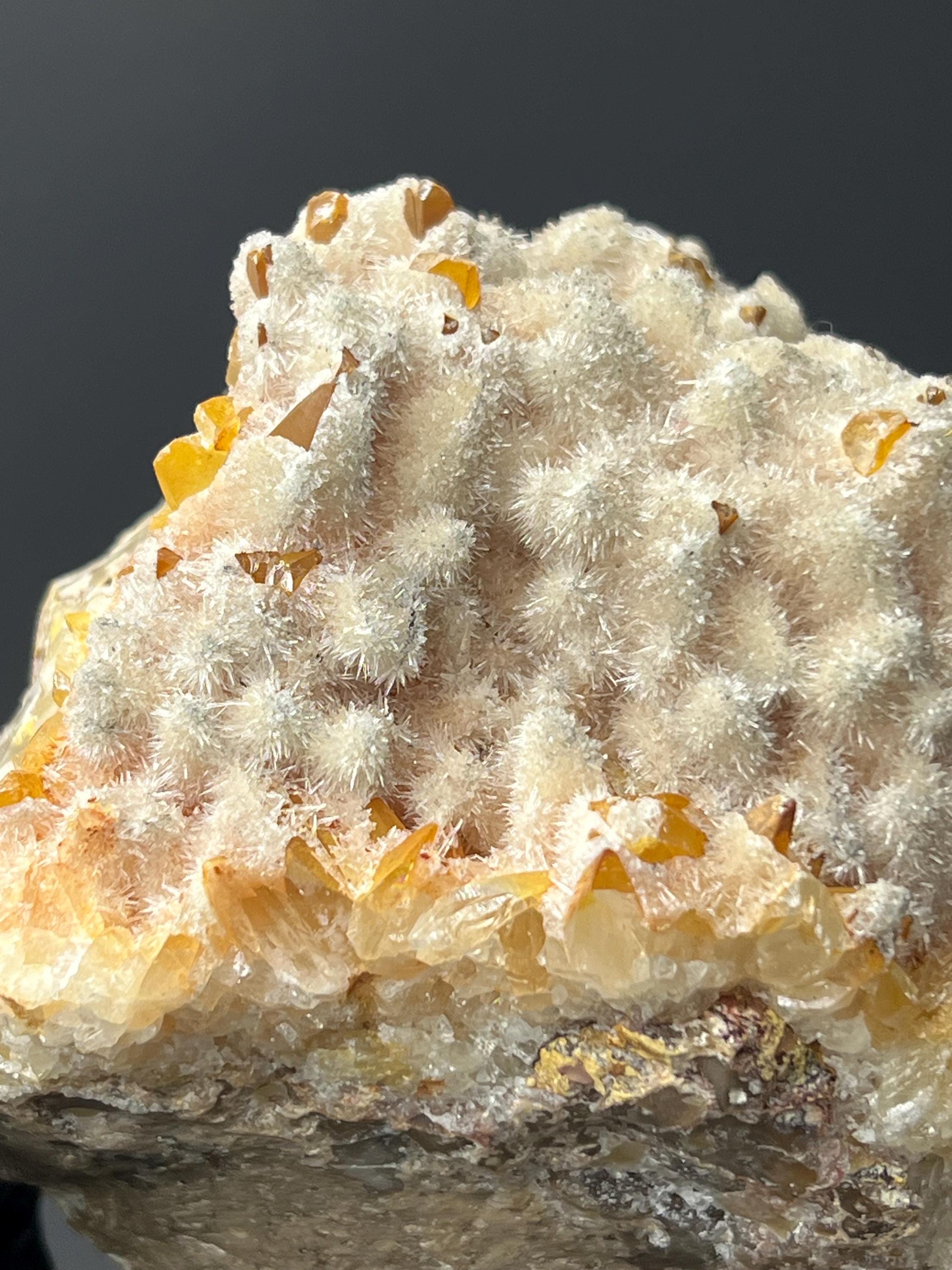 Feather Crystal Calcite Specimen, Orange Crystal from Turkey - Crystal Gemstone AE 