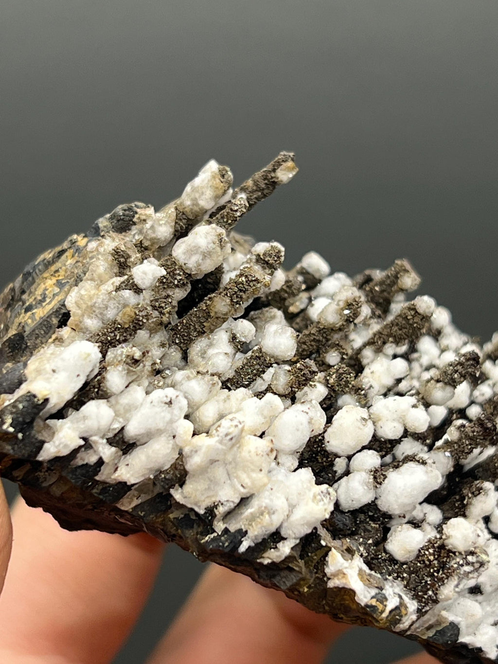 Museum Grade Snow Crystal Calcite On Stalactite Hematite - Crystal Gemstone AE 