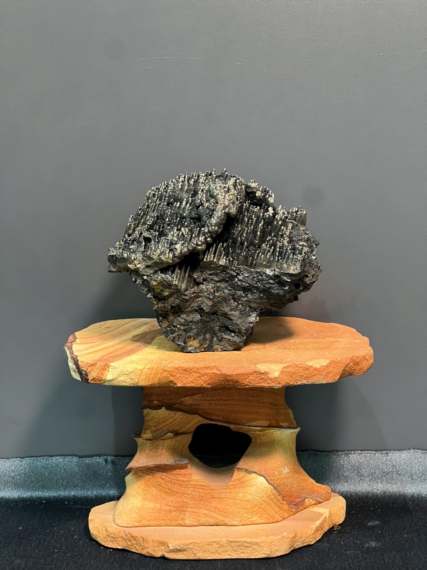 Museum Grade Double Sided Golden Color Stalactite Goethite, For Special Collection - Crystal Gemstone AE 