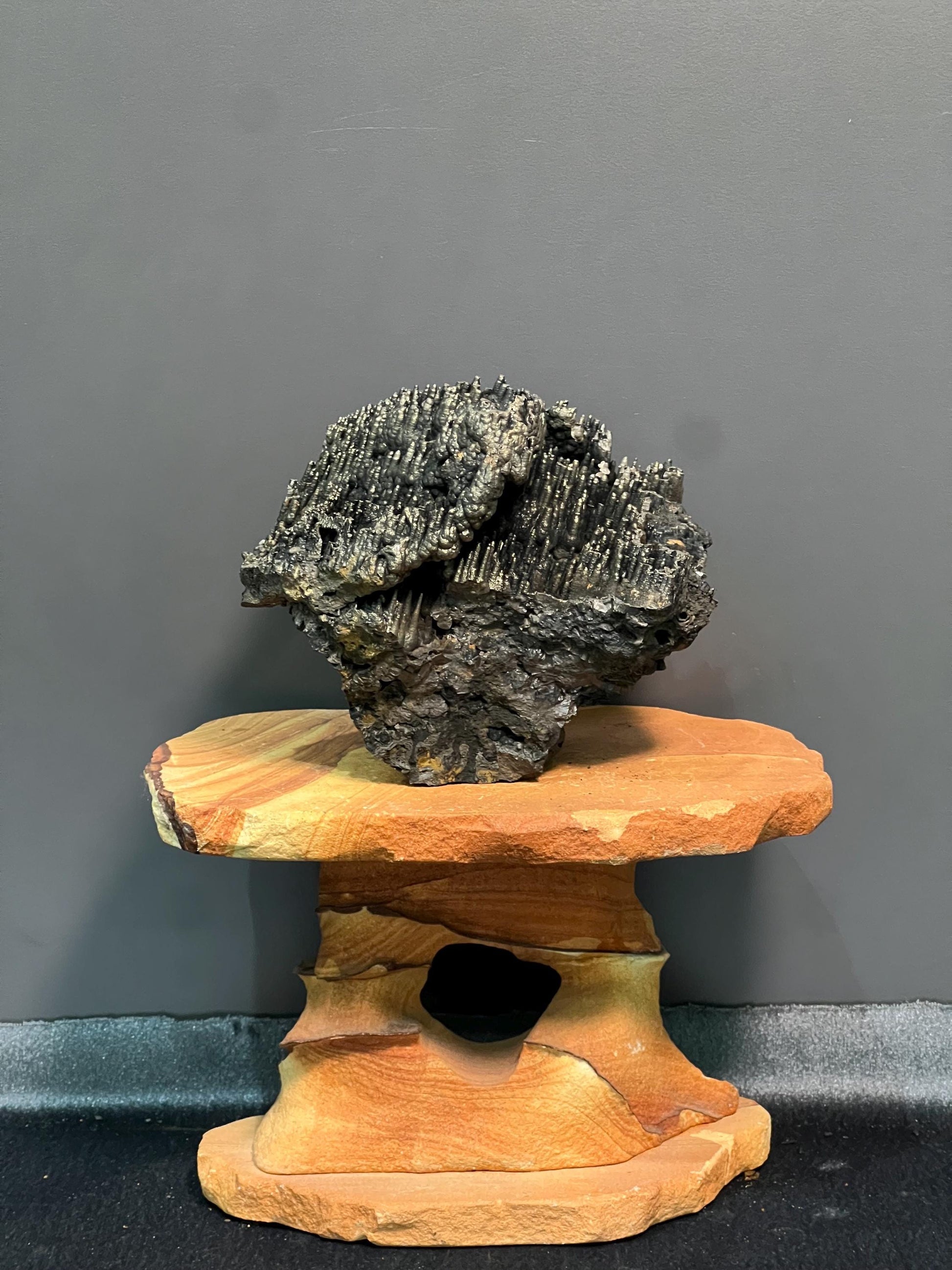 Museum Grade Double Sided Golden Color Stalactite Goethite, For Special Collection - Crystal Gemstone AE 