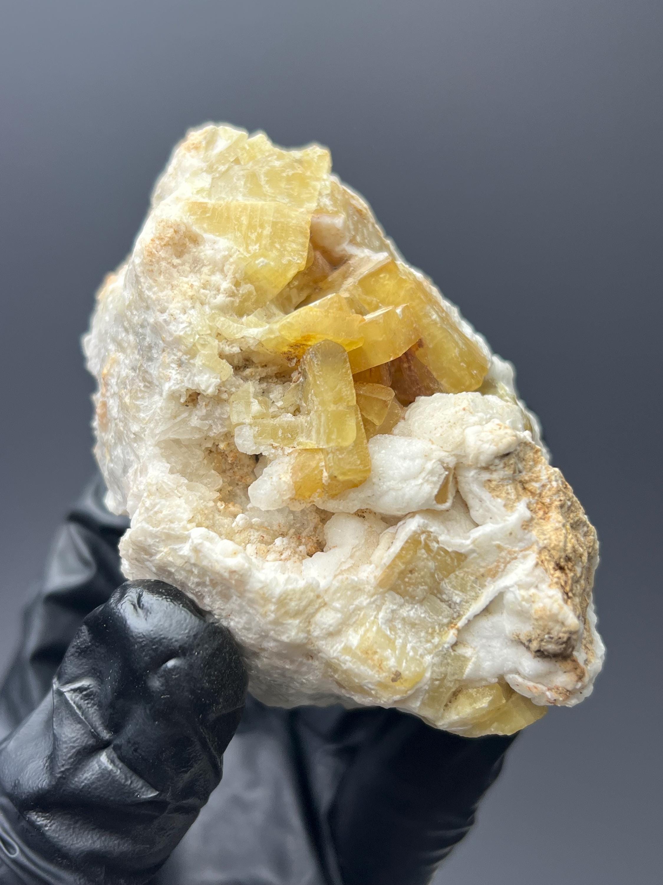 Yellow Barite Specimen - Crystal Gemstone AE 