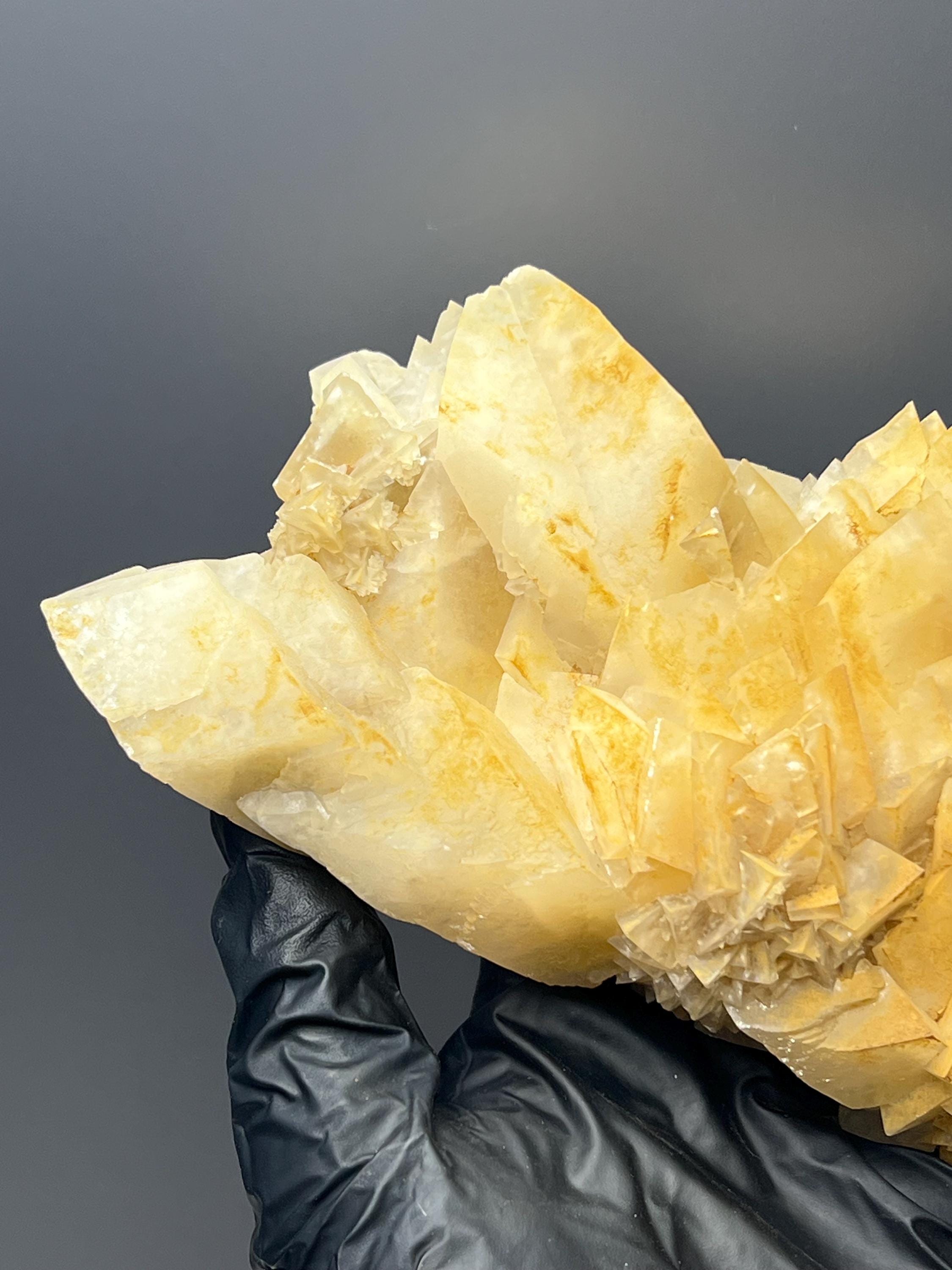 Large Orange Crystal Calcite Specimen - Turkish Mineral Decor - Crystal Gemstone AE 