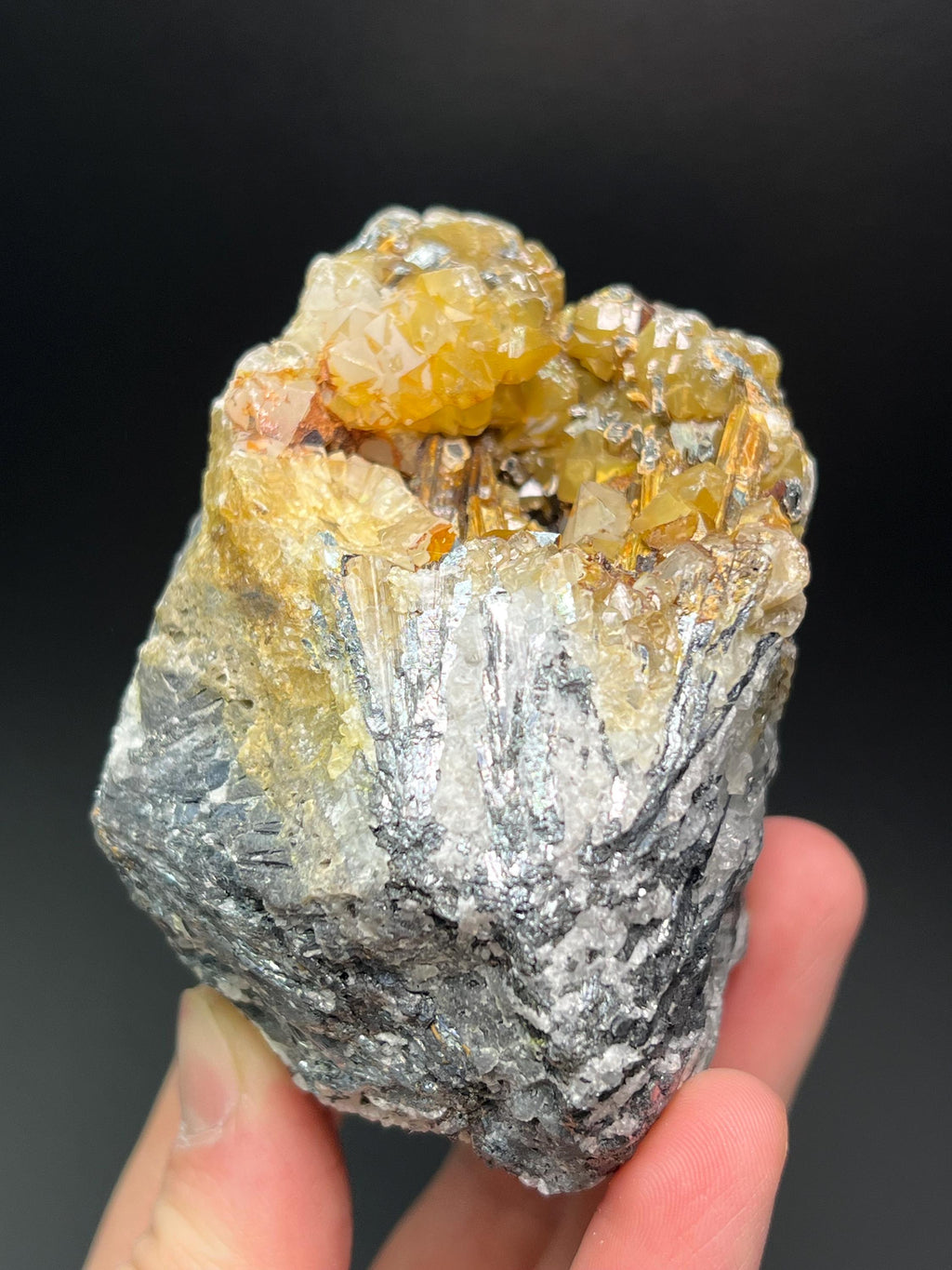 Citrine With Galena Specimen - Crystal Gemstone AE 