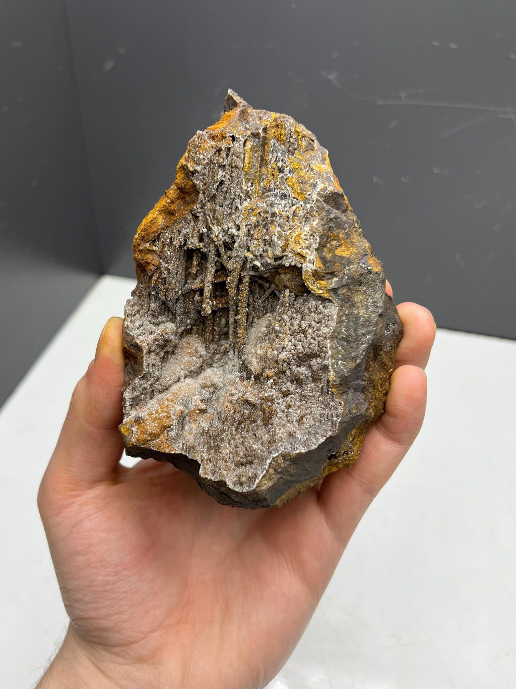 Very unique formation very showy crystal calcite on stalactite hematite, special collections - Crystal Gemstone AE 