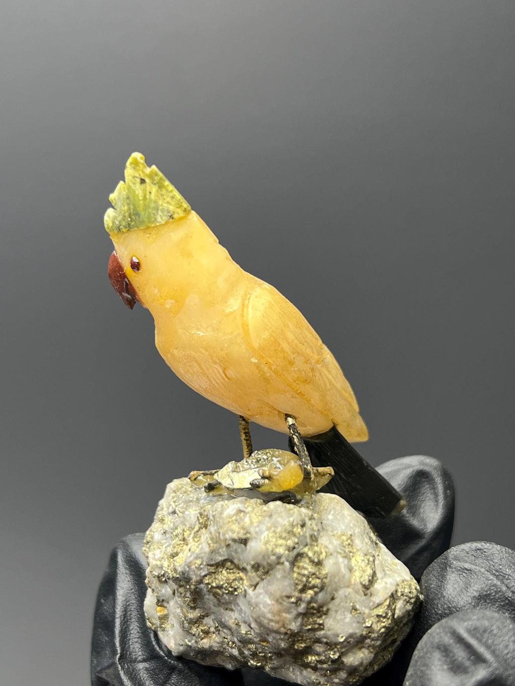 Pyrite Stone With Natural Stone Bird - Crystal Gemstone AE 