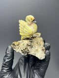Pyrite And Calcite With Crystal Quartz On Natural Stone Swan Bird - Crystal Gemstone AE 