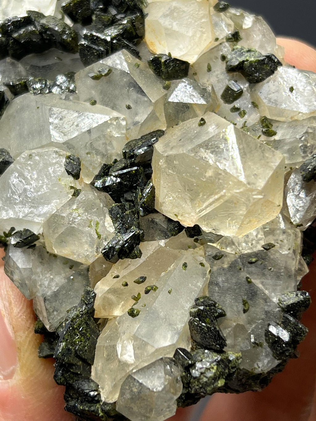 Dark Green Epidote With Chlorite Quartz - Crystal Gemstone AE 