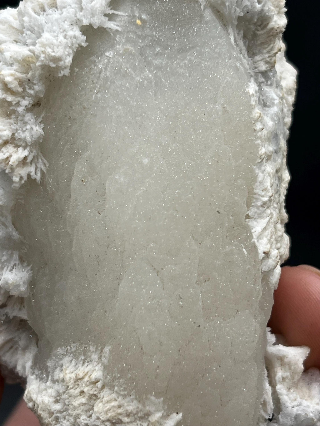 Snow Crystal Calcite On Druzy Crystal Quartz - Crystal Gemstone AE 