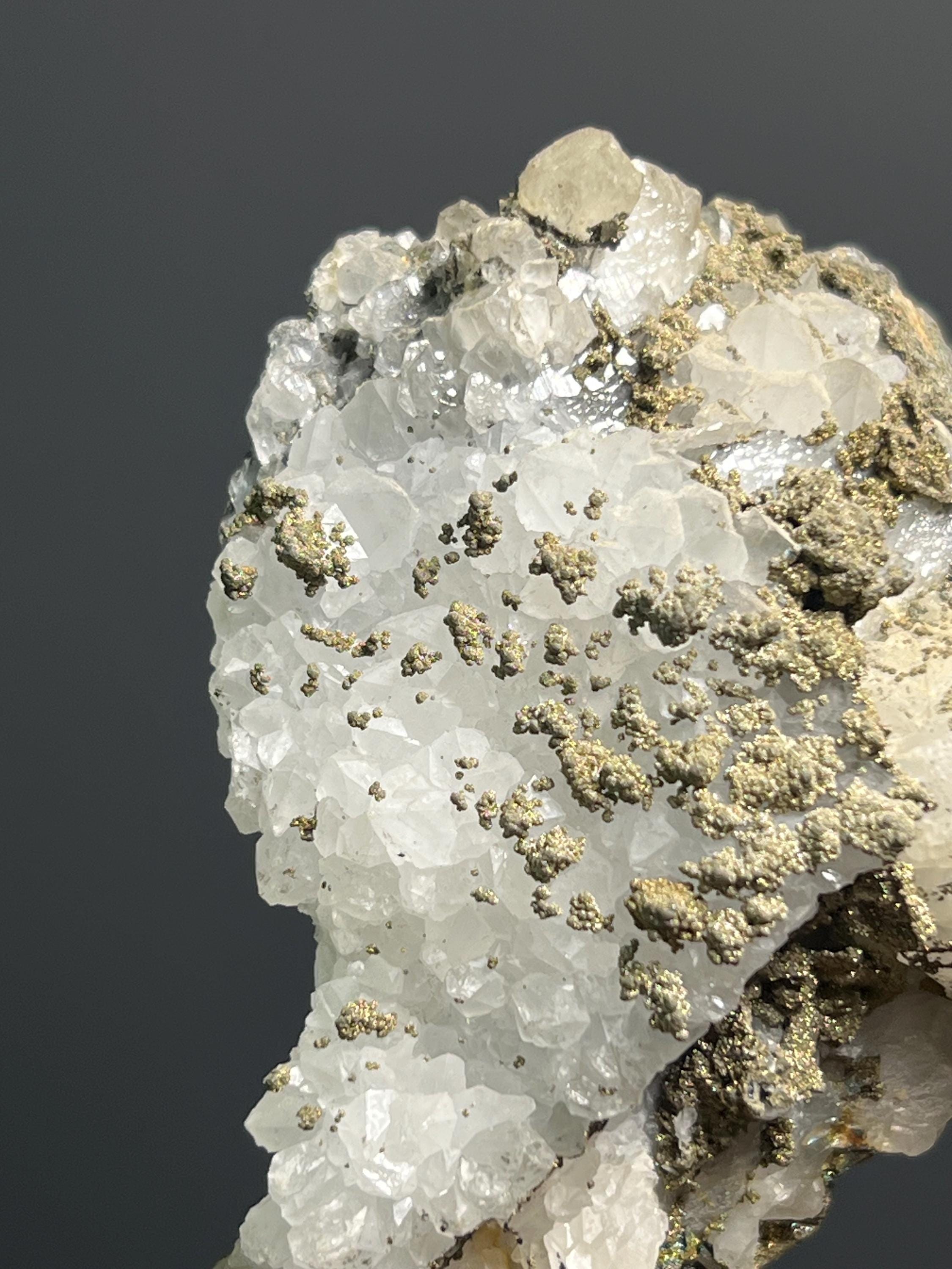 Pyrite On Crystal Quartz Specimen, 100gram - Crystal Gemstone AE 