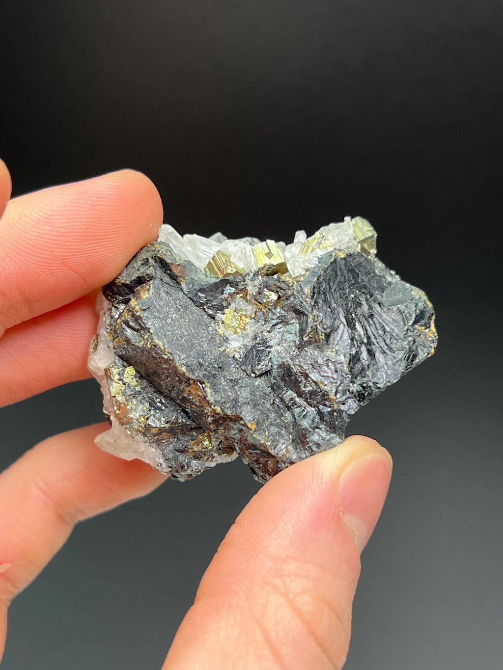 Pyrite And Galena With Crystal Quartz - Crystal Gemstone AE 