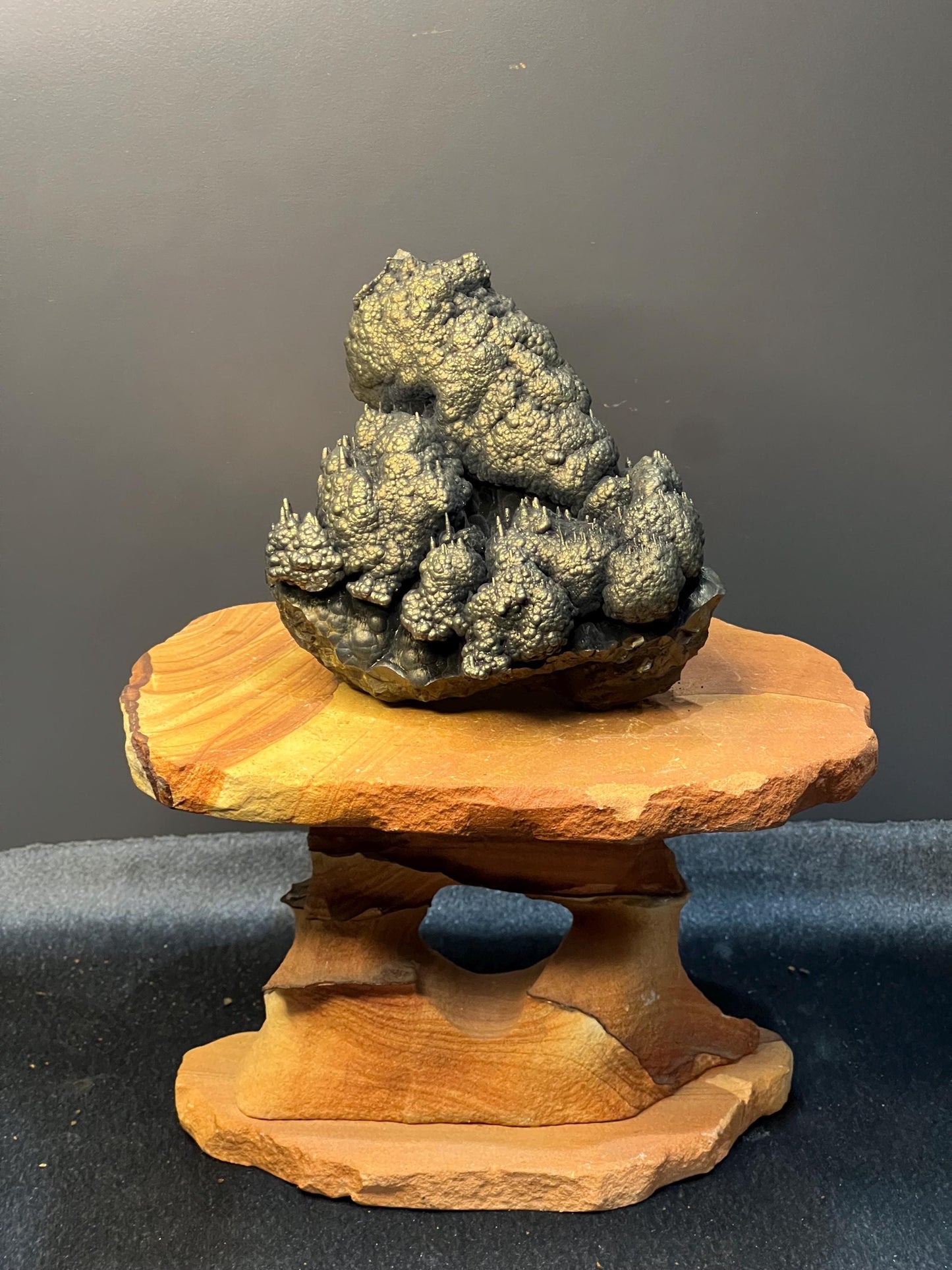 Museum Grade! Showy Golden Color Small Stalactites With Goethite Specimen, For Special Collection - Crystal Gemstone AE 