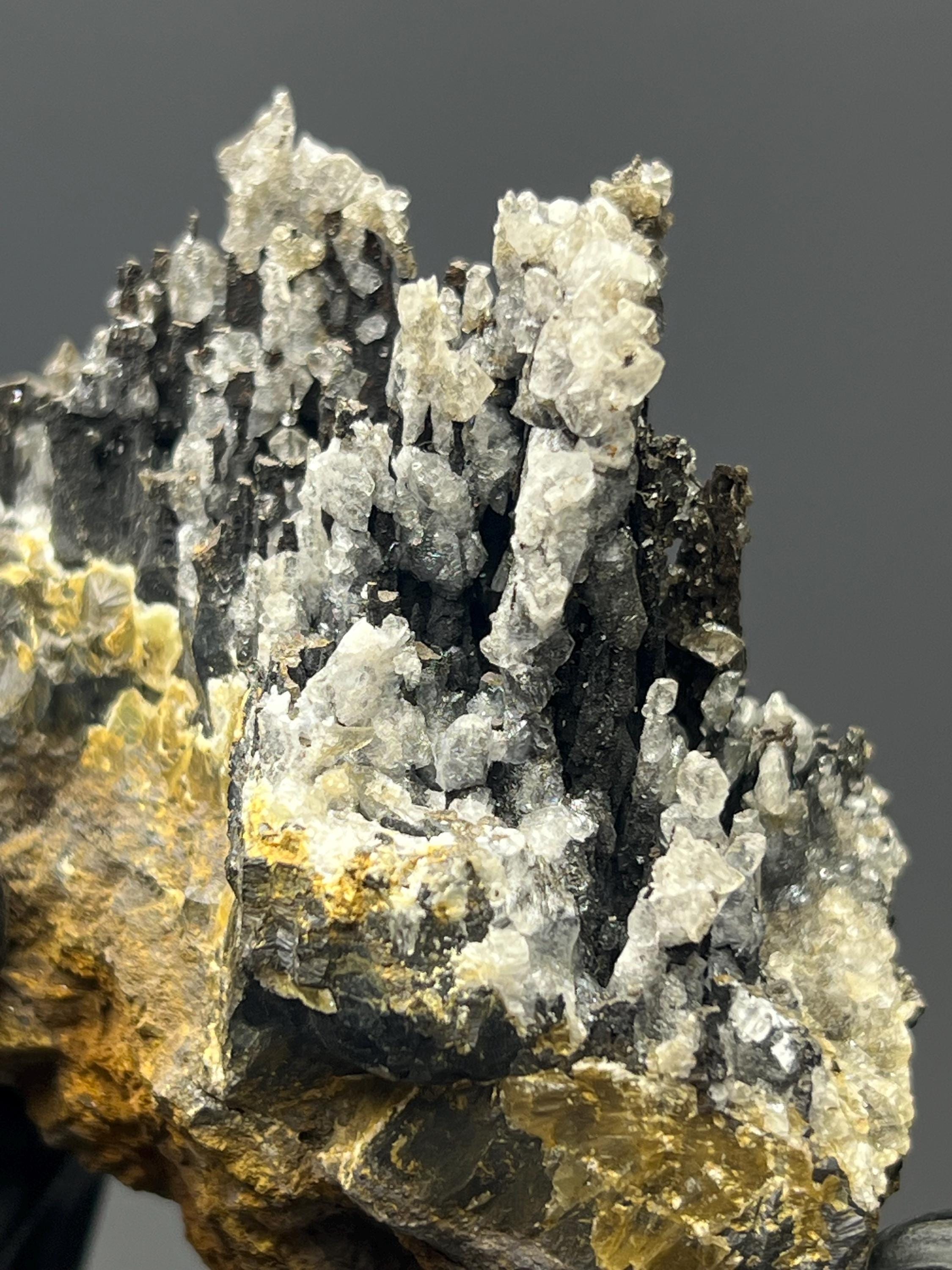 Crystal Calcite On Stalactite Goethite Specimen - Crystal Gemstone AE 