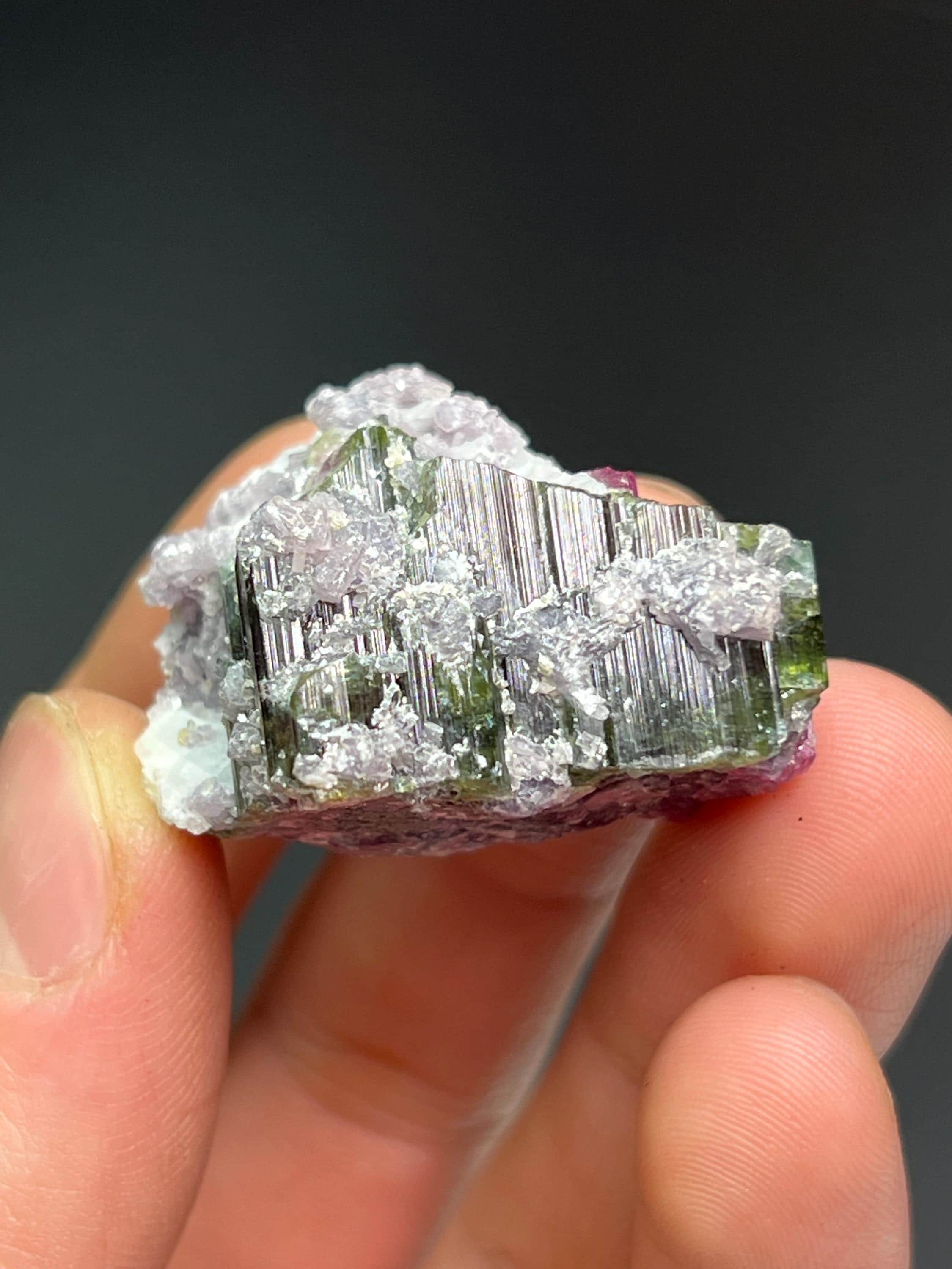Quartz With Melon Tourmaline - Crystal Gemstone AE 