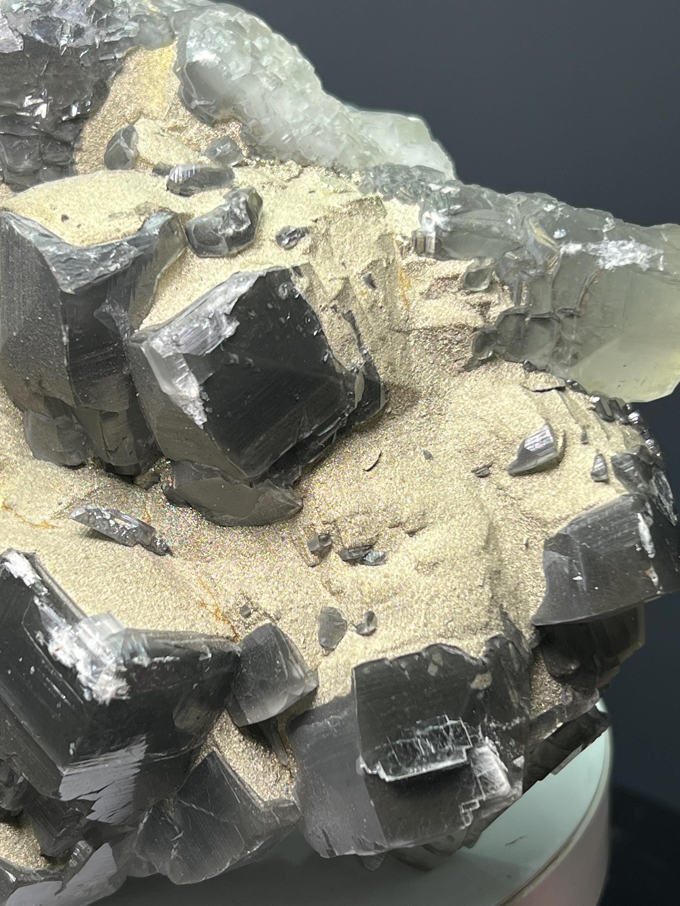 Very Showy! Pyrite Alloy Gray Crystal Calcite - Crystal Gemstone AE 