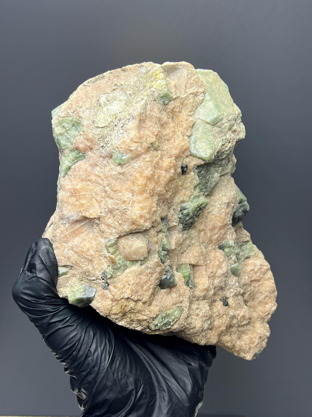Apatite And Biotite With Pink Calcite (Apatite-Rich Skarn) Fluorapatite - Crystal Gemstone AE 