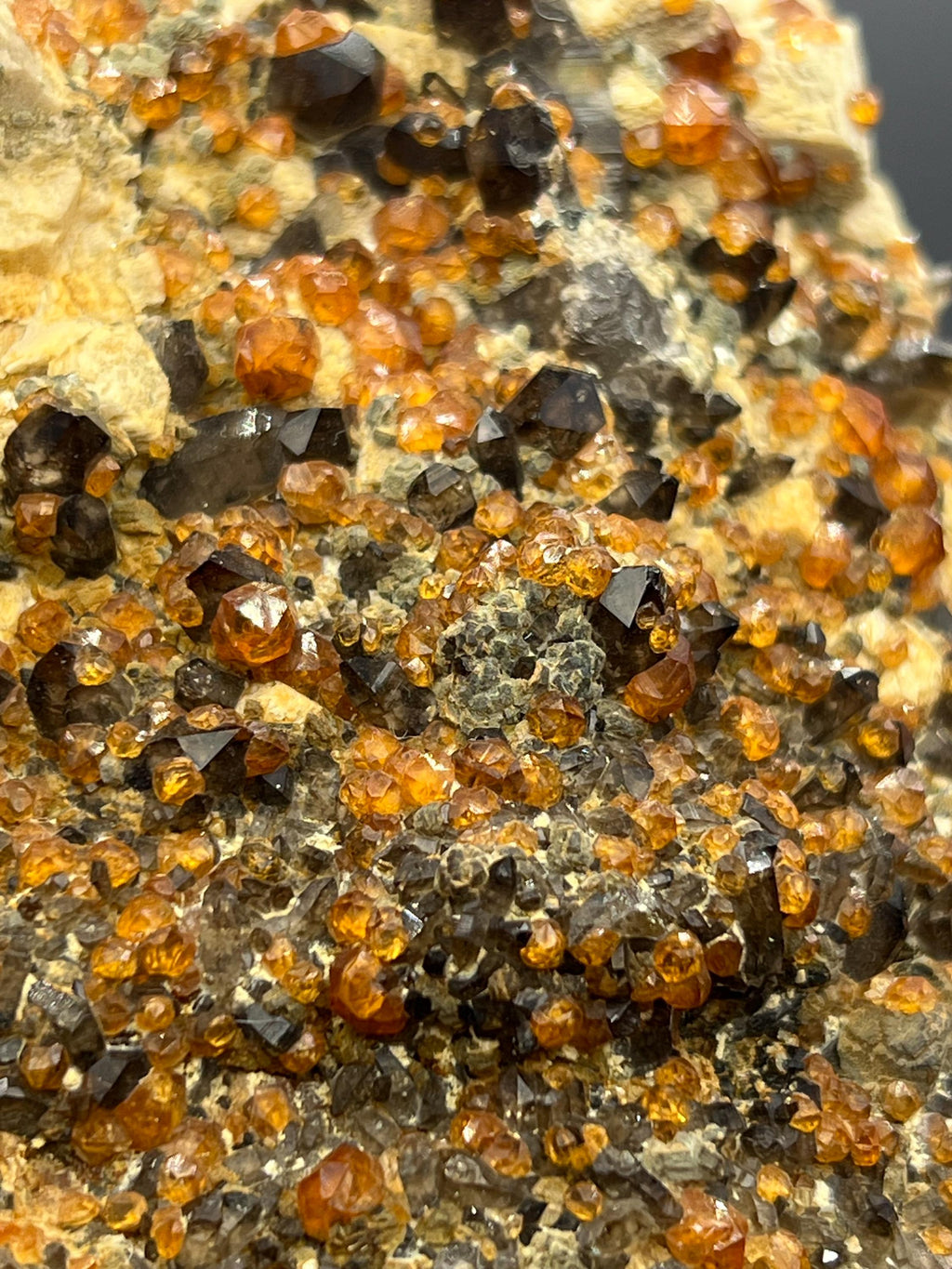 Spessarnite Garnet With Smokey Quartz, From China - Crystal Gemstone AE 