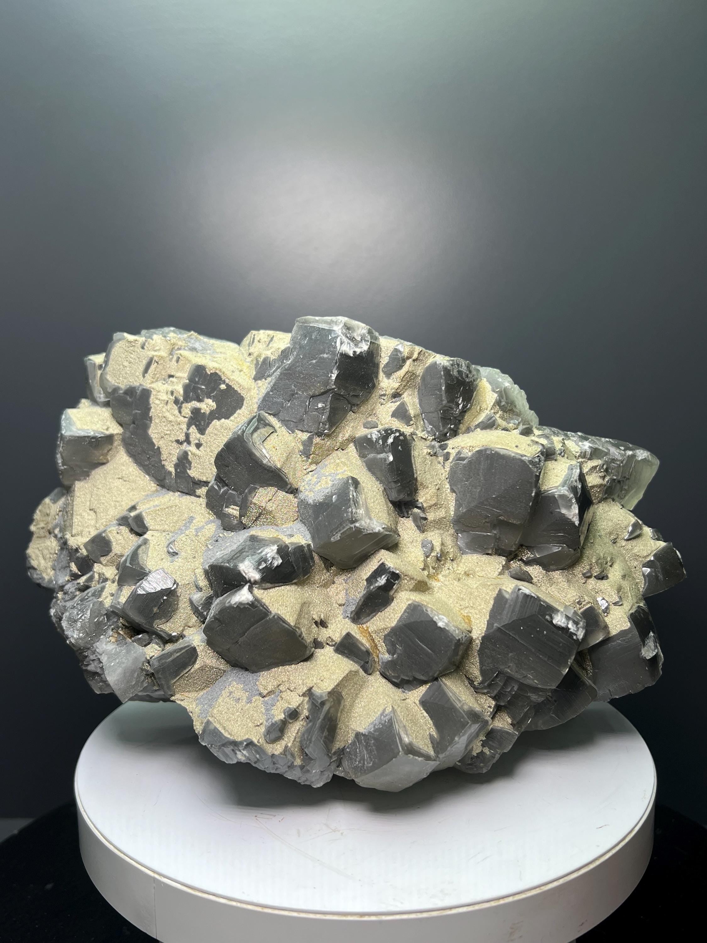 Very Showy! Pyrite Alloy Gray Crystal Calcite - Crystal Gemstone AE 