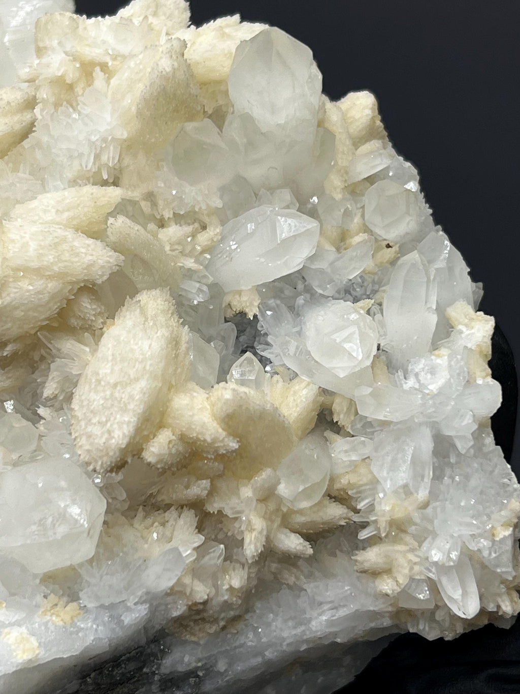 Snow Crystal Calcite With Crystal Quartz - Crystal Gemstone AE 