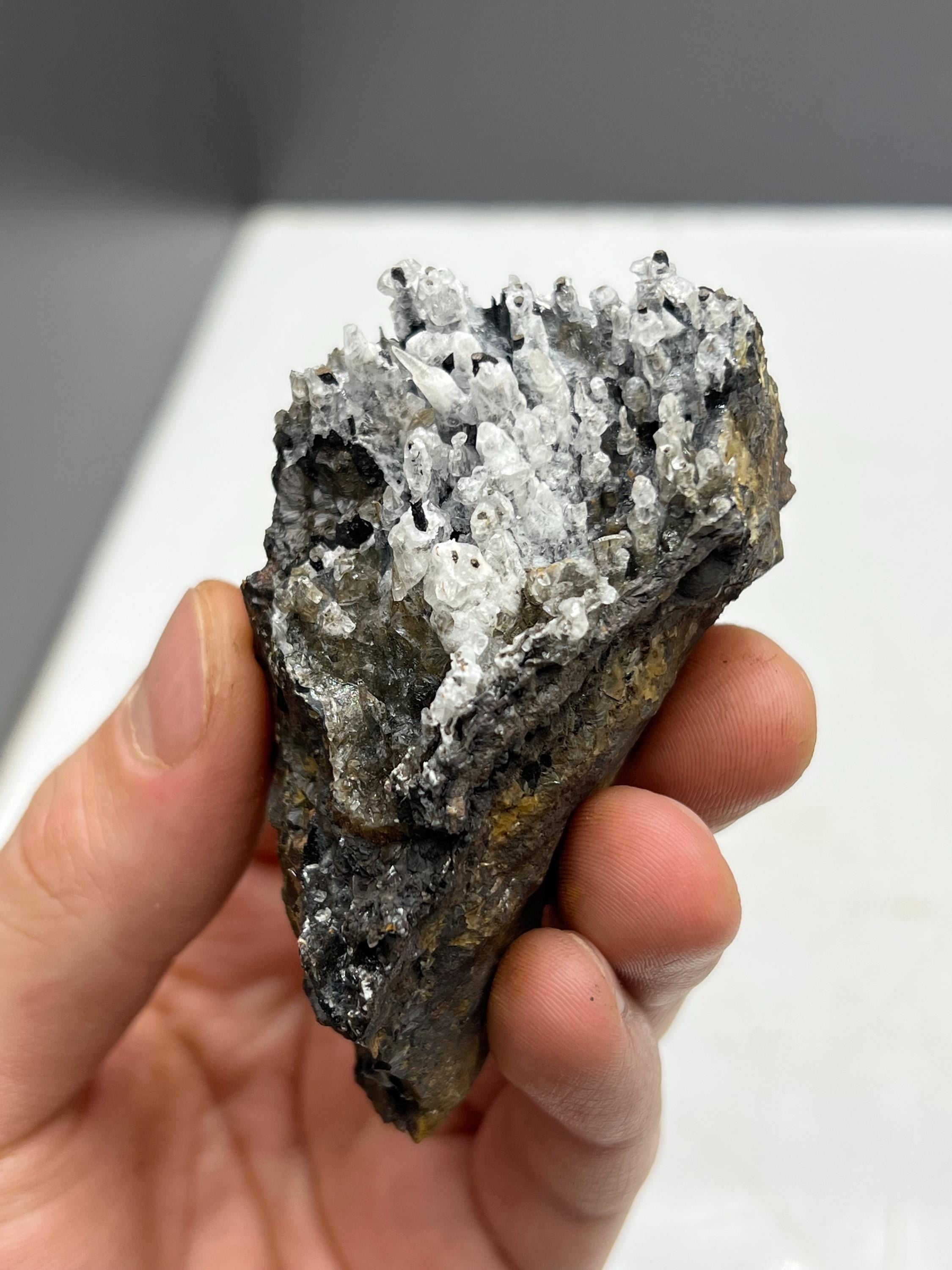 Museum quality, Very showy crystal calcite on stalactite hematite, special collections piece - Crystal Gemstone AE 