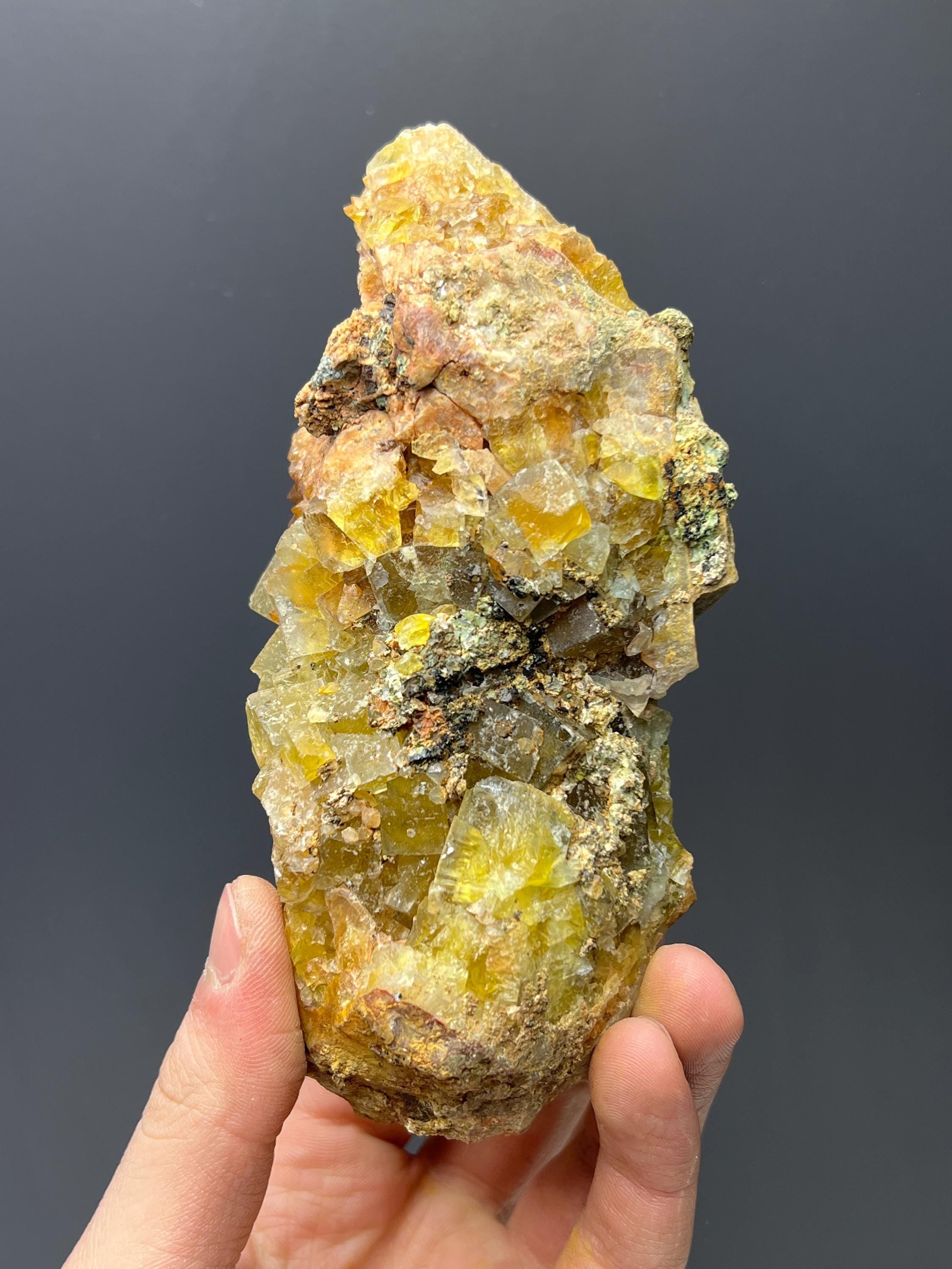 Azurite And Calcite With Sugar Fluorite Specimen - Crystal Gemstone AE 