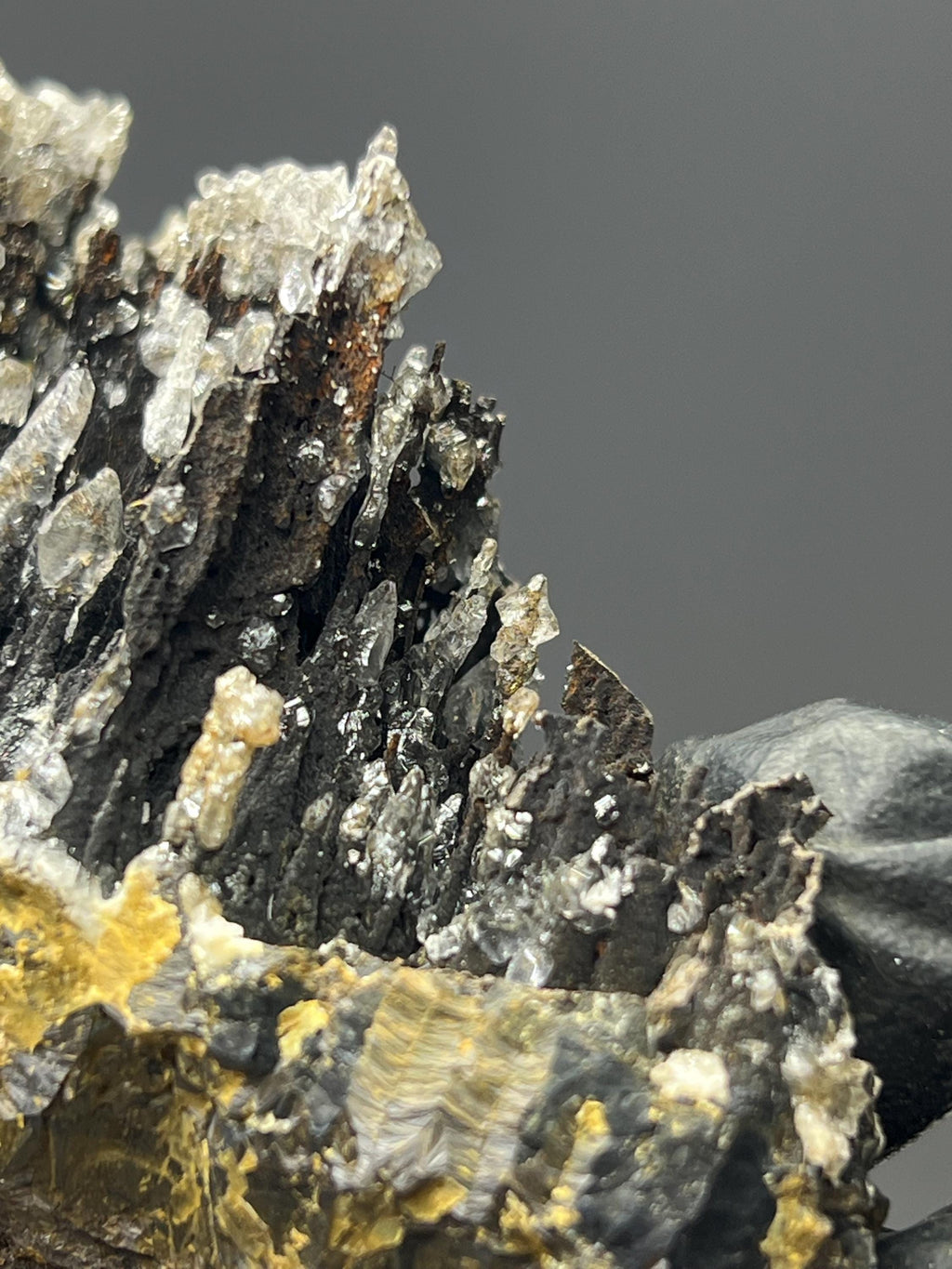 Crystal Calcite On Stalactite Goethite Specimen - Crystal Gemstone AE 