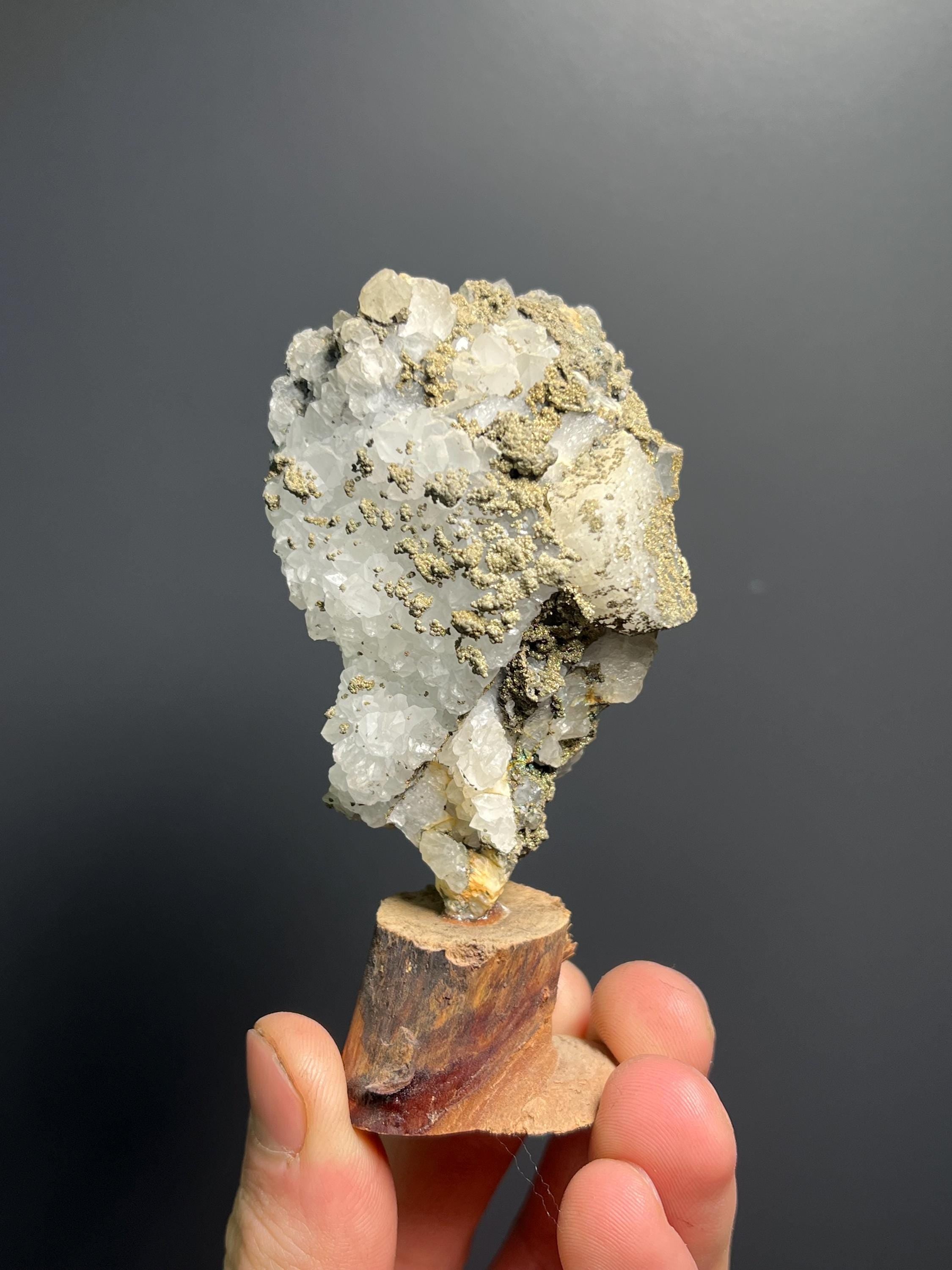 Pyrite On Crystal Quartz Specimen, 100gram - Crystal Gemstone AE 